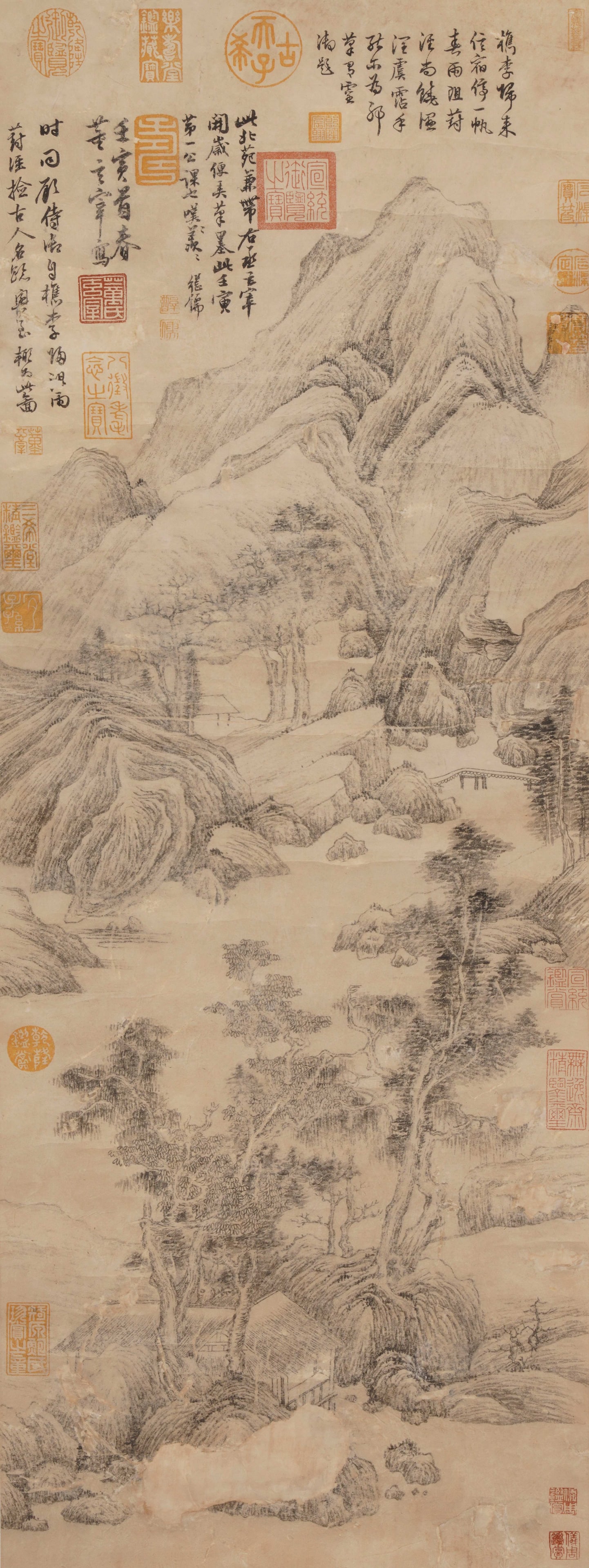 Dong Yunzai (Dates unknown), attributed to, Landscape: Dimensions: Height: 91 cm (35.83 in.) x Width: 33.5 cm (13.19 in.). All measurements are approximate.