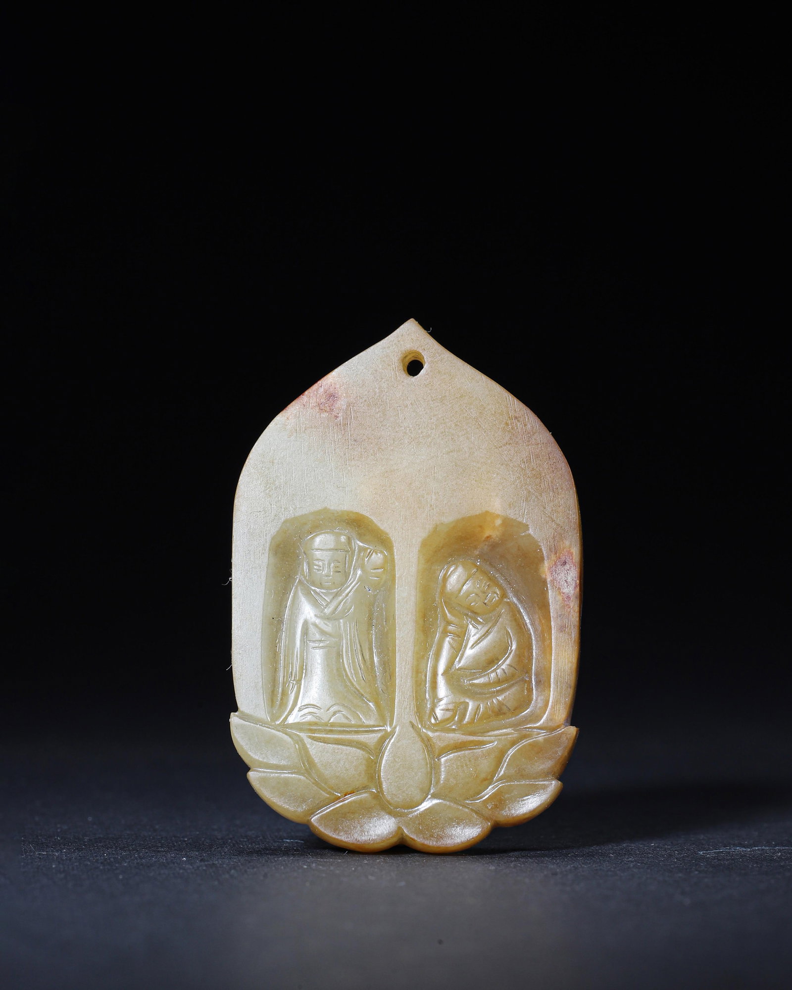 HETIAN JADE PENDANT OF TWO MONKS IN ENLIGHTENMENT, SONG DYNASTY (1 of 6)