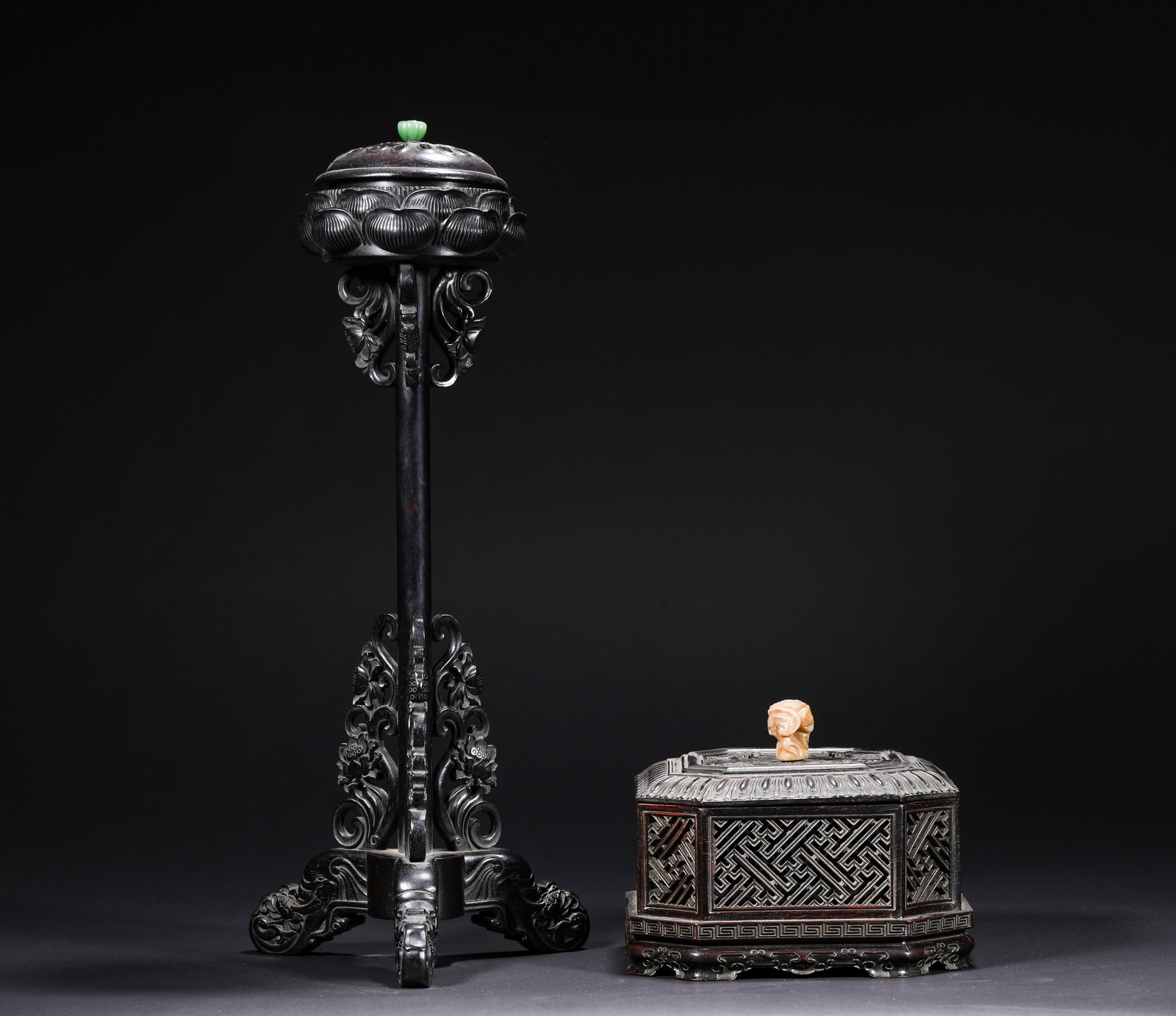 A Set of Red Sandalwood Incense Burners (1 of 9)