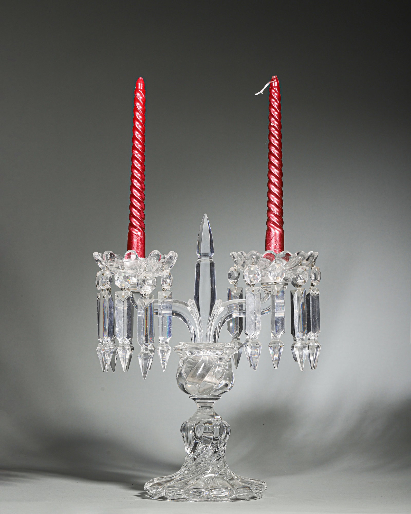 French Baccarat Crystal Double Candelabra, retzs pattern, circa 1930s (1 of 6)