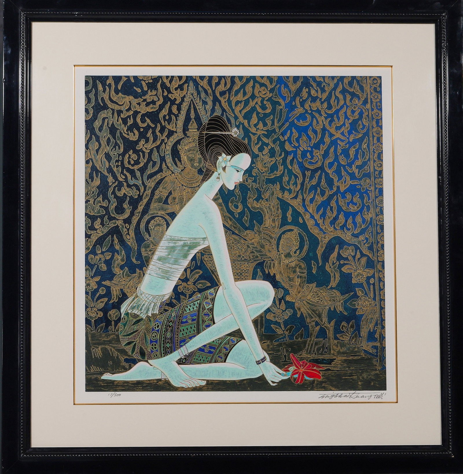 Ting Shao Kuang (b. 1939) , Chinese-American,ORIGINAL LIMITED EDITION + Hand-signed &: Frame 80x75cm, Sight Size 53x50cm (Frame 31.50"x29.53", Sight Size 20.87"x19.69")Ting Shao Kuang (b. 1939) is a renowned Chinese-American master of modern heavy-color painting, founder of the Yunnan S