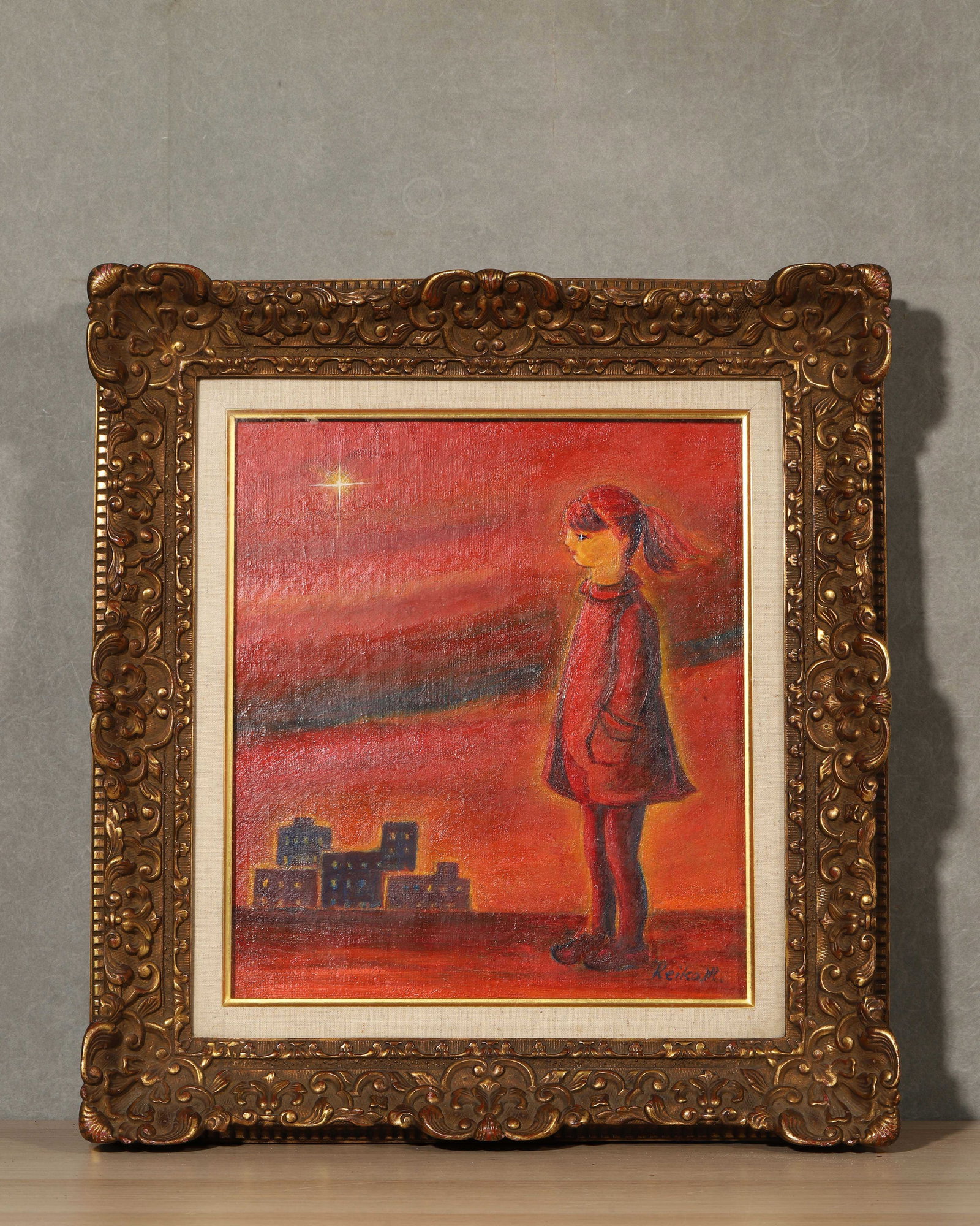 Figurative oil painting, c. 20Th century: Outer framelength50.0Cm (19.69")Width46.0Cm (18.11"), Painting corelength33.0Cm (12.99")Width29.0Cm (11.42")