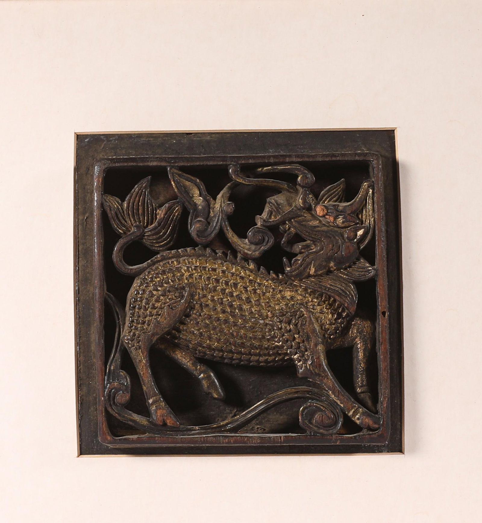 Qing Dynasty Wood Carved Unicorn Hanging Screen, China (1 of 3)