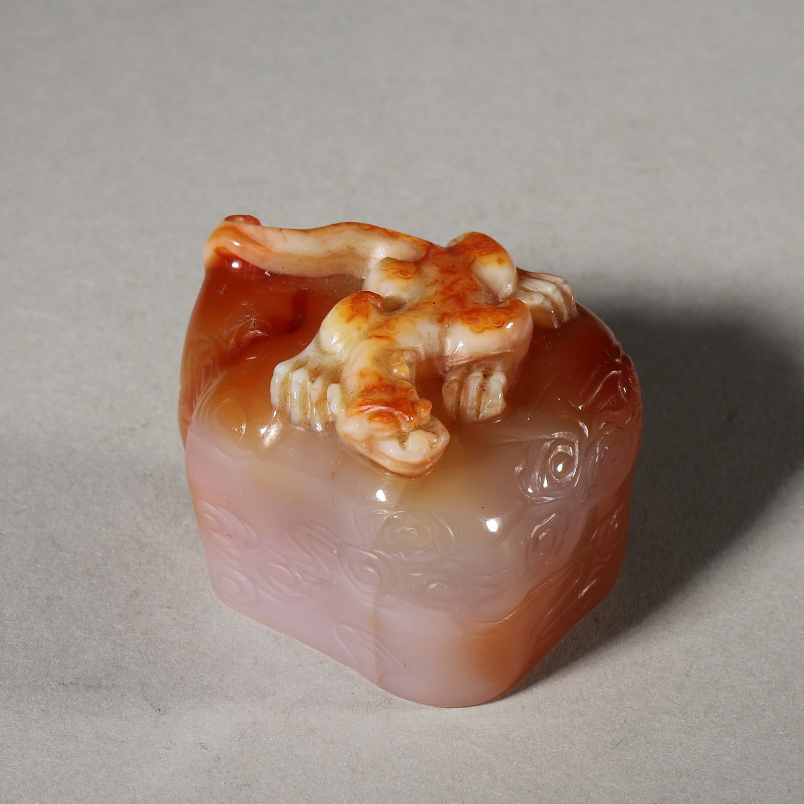 A Cameo Agate Seal with Chilong Design, Qing Dynasty (1 of 6)