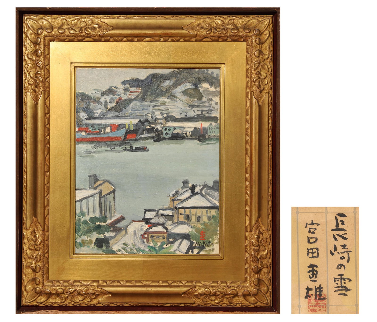 SHIGEO MIYATA 1900-1971,ATTRIBUTED TO, ACRYLIC ON CANVAS,JAPAN: 66x57,40x31cm