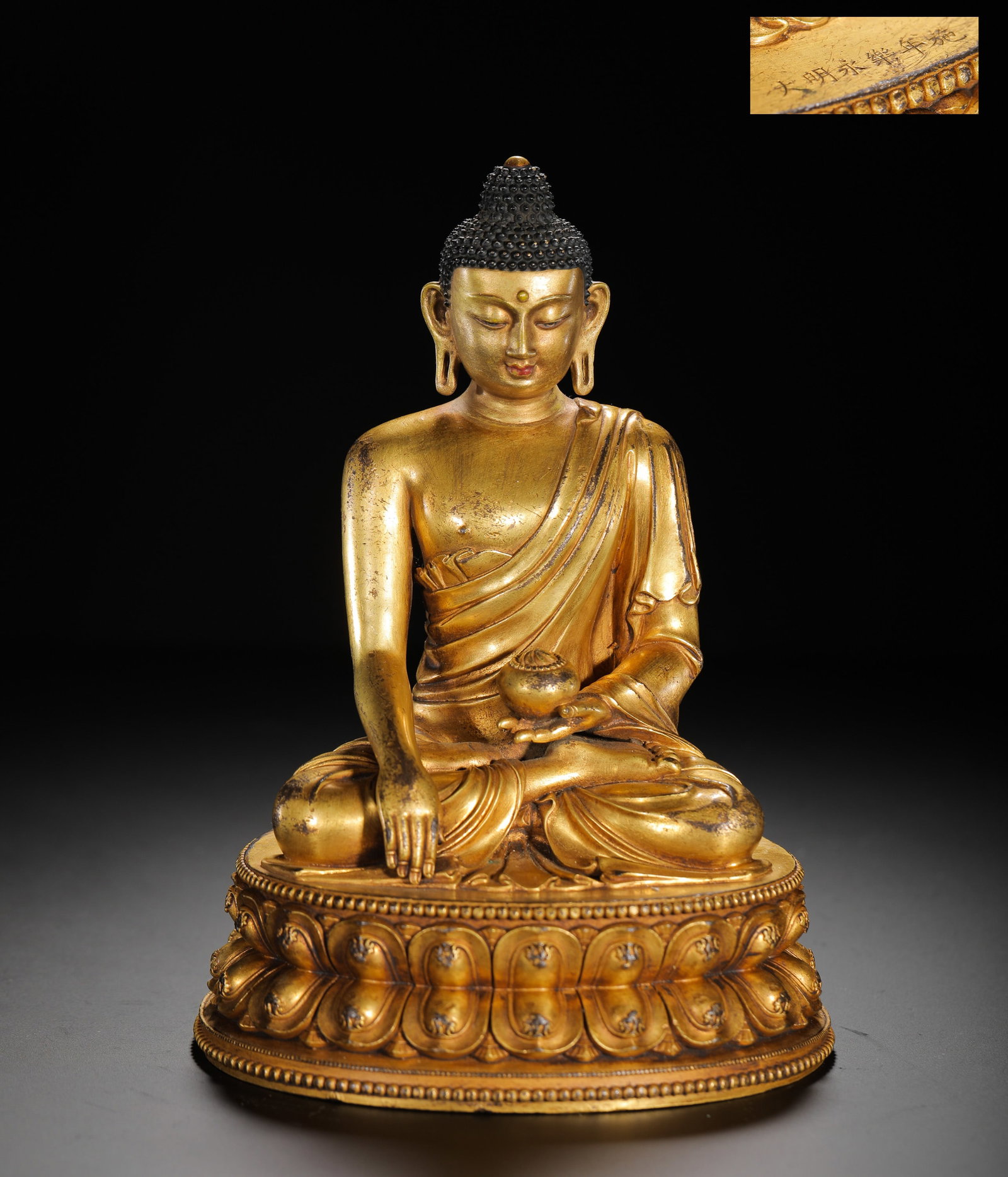 Sakyamuni Buddha Bronze Statue, Gilded, Yongle Period, Ming Dynasty (1 of 12)