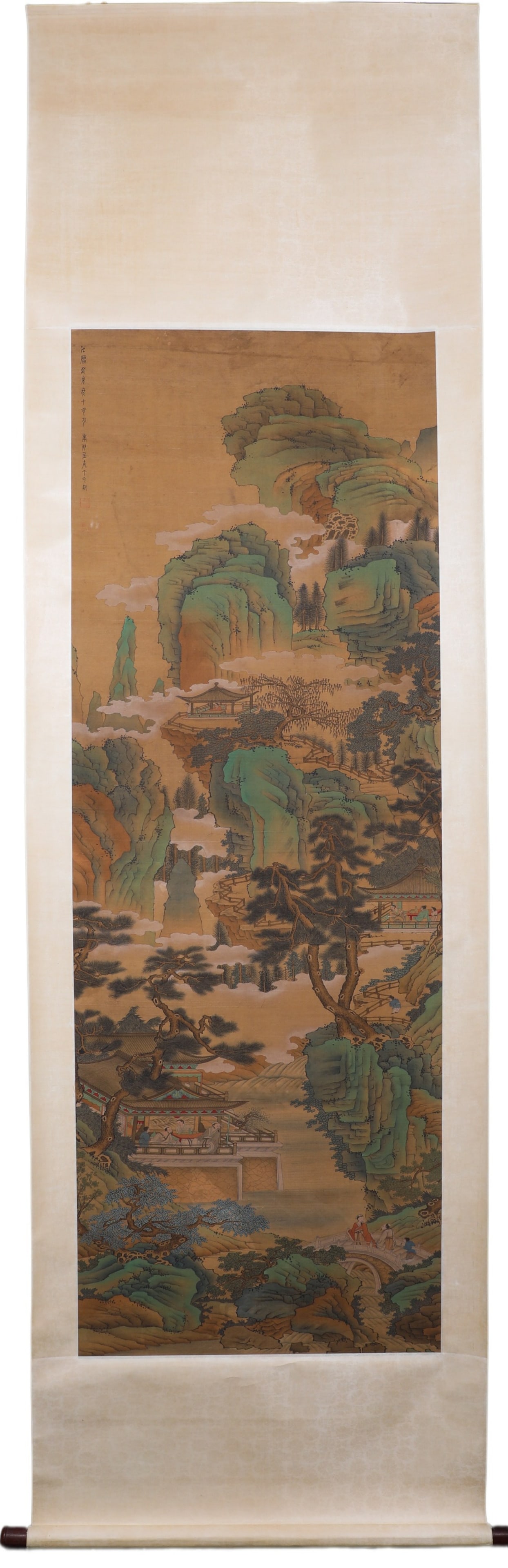 DING YUNPENG'S GREEN AND BLUE LANDSCAPE AND PAVILIONS SCROLL (1 of 8)