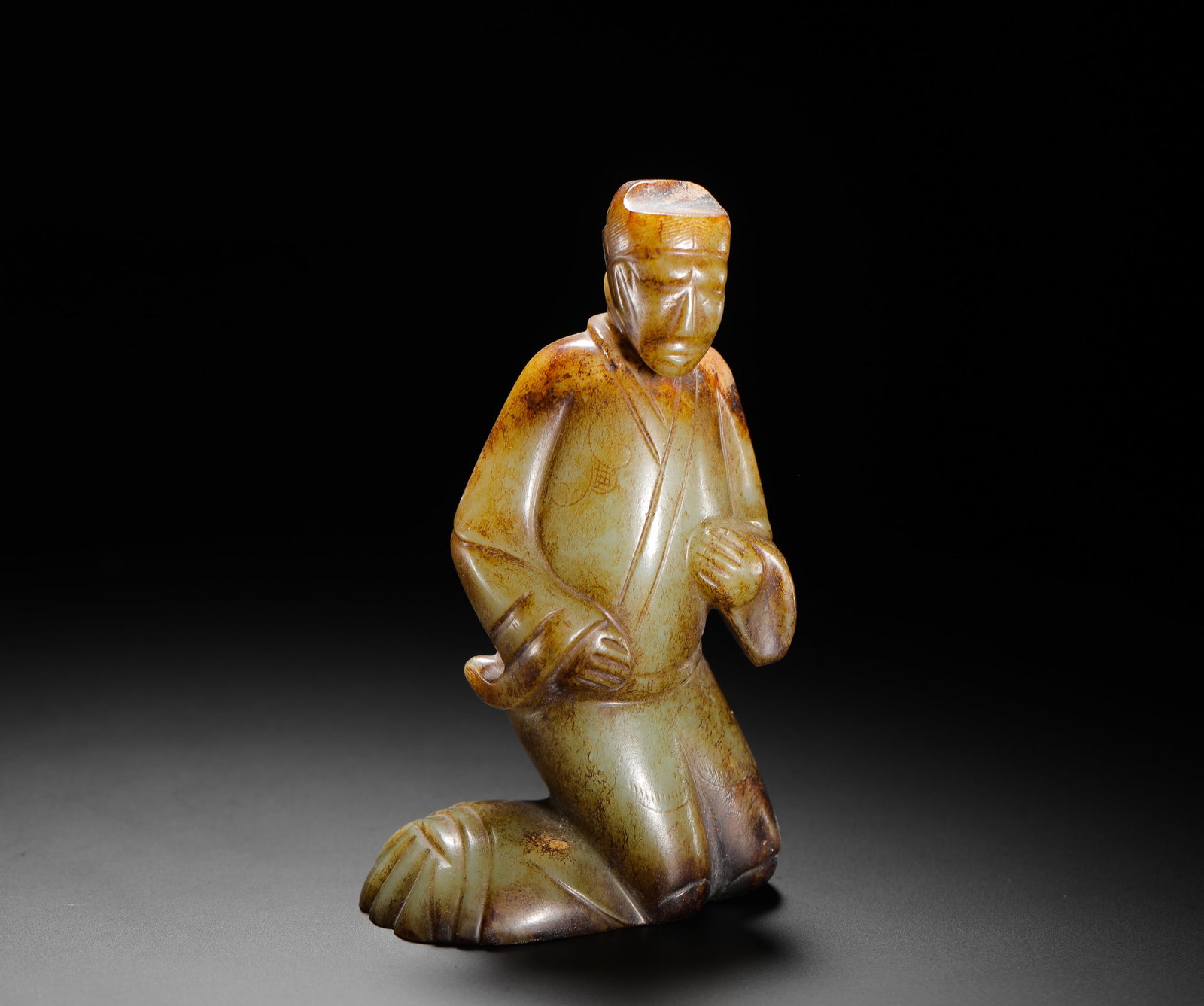 Green Jade Kneeling Figurine, Han Dynasty (1 of 9)