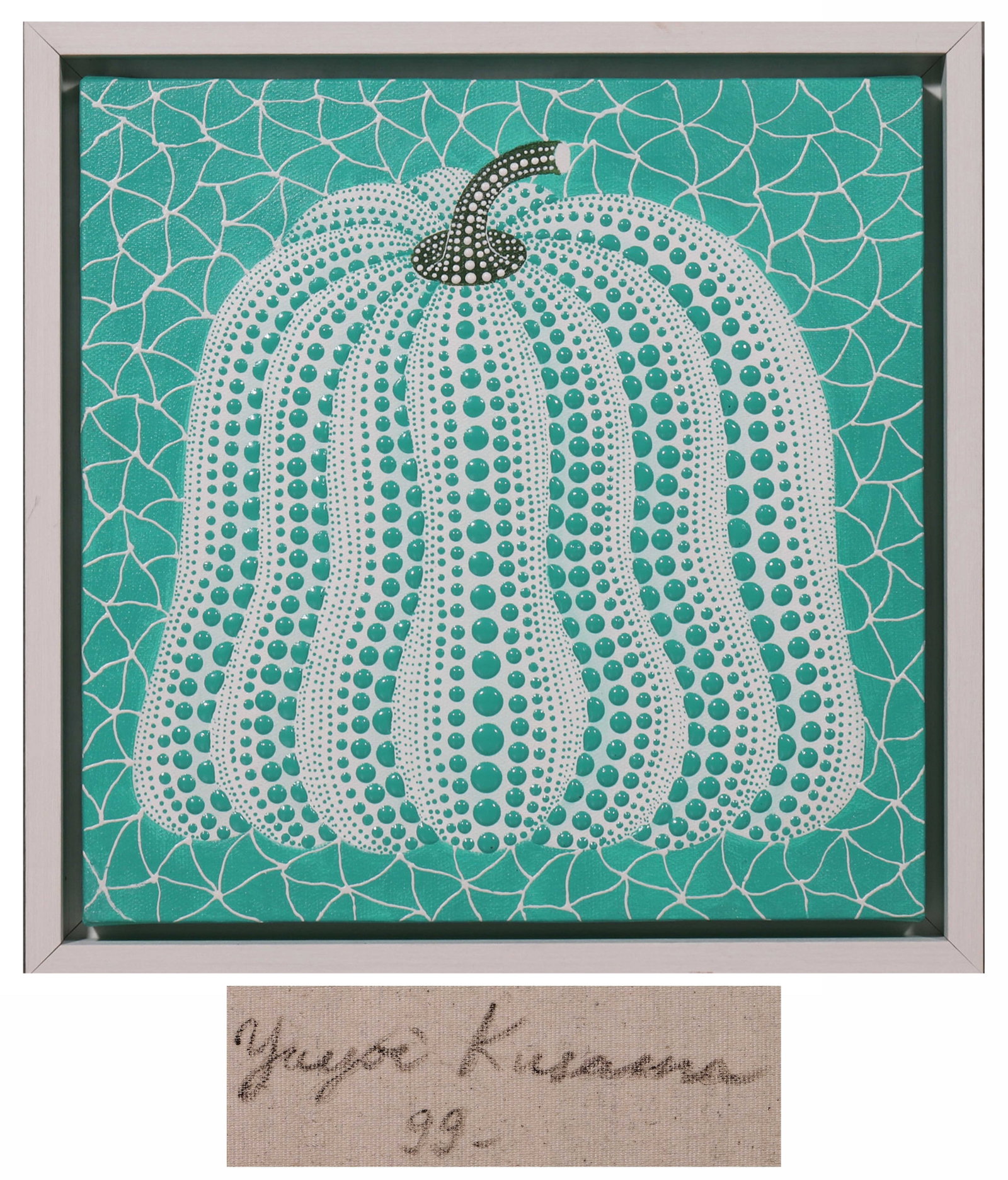Yayoi Kusama (Japanese, born 1929), Attributed to Acrylic on Canvas, 1999: An acrylic on canvas attributed to Yayoi Kusama, dated 1999 and signed. The work reflects the artist’s iconic visual language of repetition, pattern, and immersive abstraction, exploring the relatio
