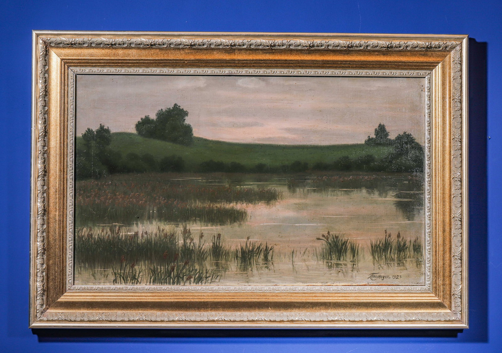 Hermann Terstegen (German,1886–1971), Riverside at Dawn, Oil on Canvas, German Munich School (1 of 9)