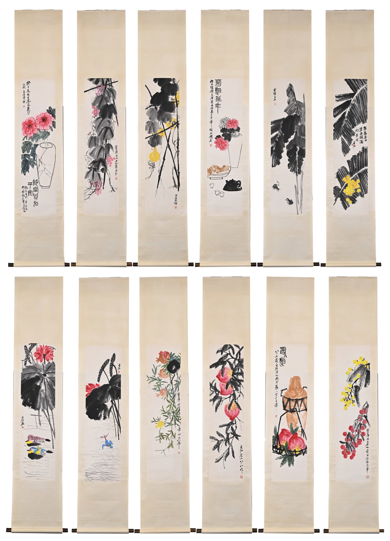 TWELVE SCREENS BY QI BAISHI (1864-1957) (1 of 20)