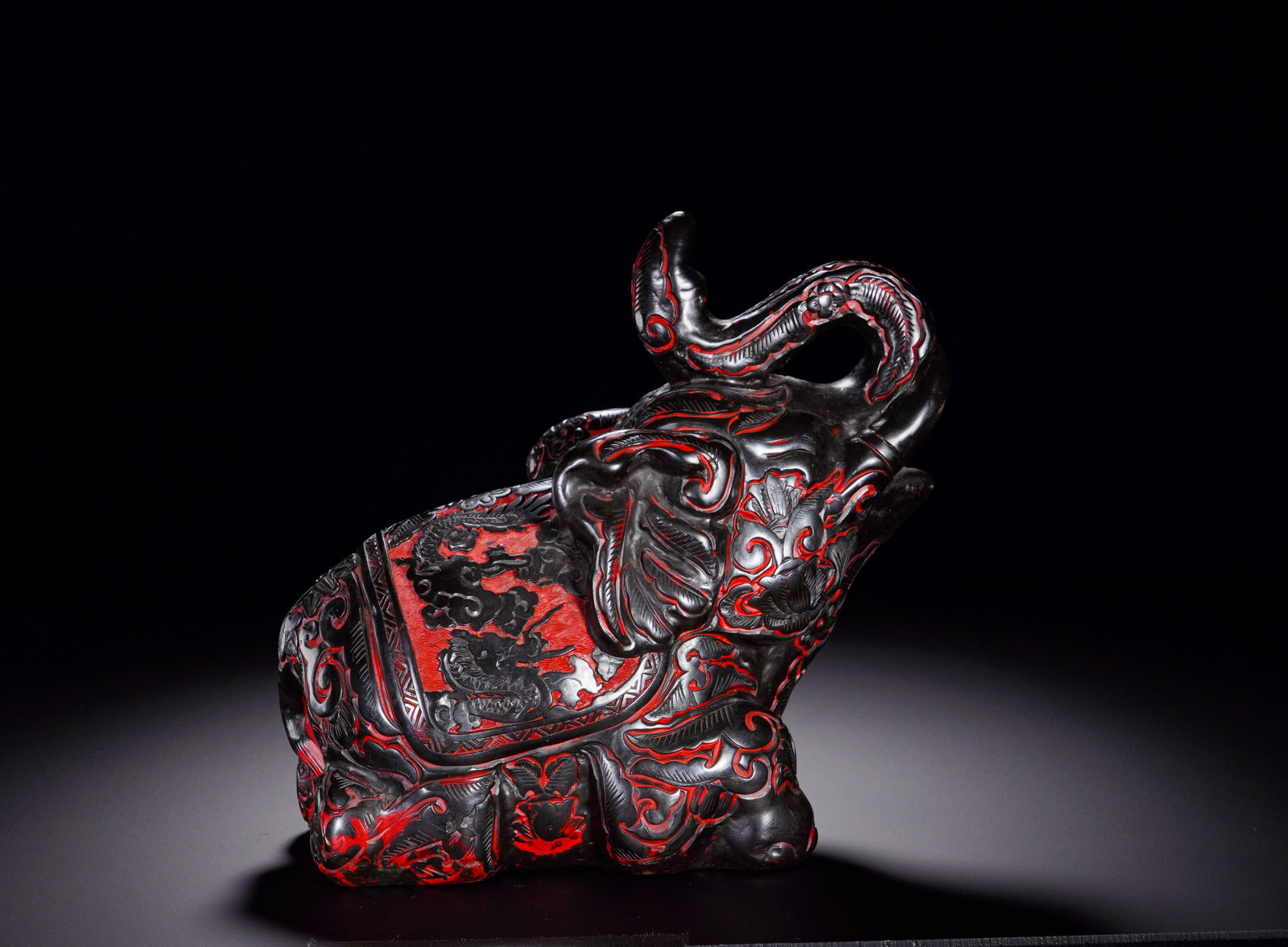 QING DYNASTY LACQUERWARE ELEPHANT