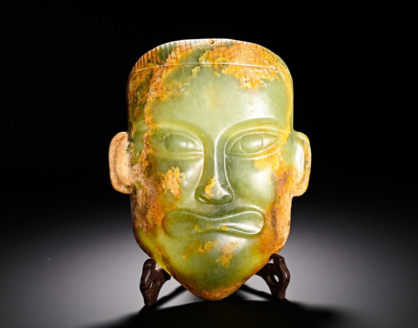 SHANG AND ZHOU HETIAN JADE DIVINE HUMAN FACE JADE MASK (1 of 5)