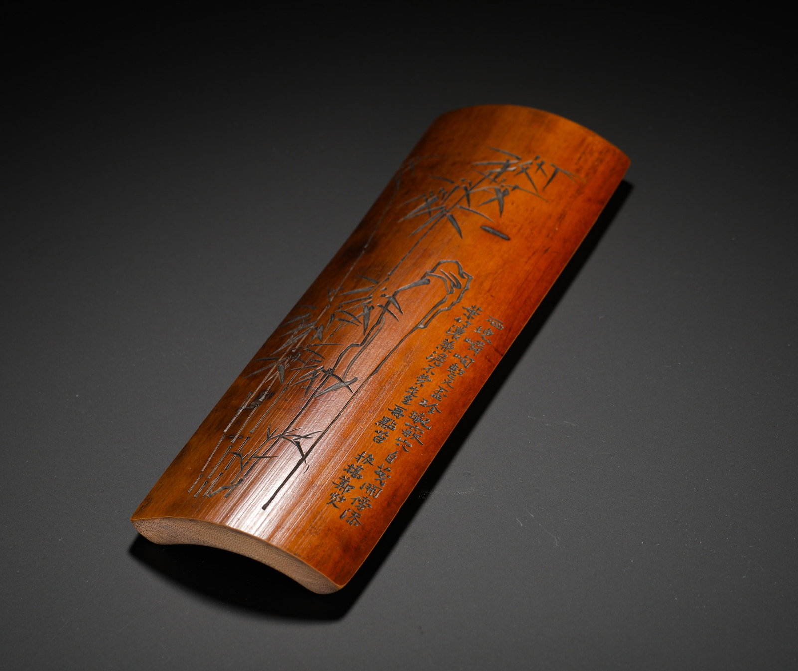 QING DYNASTY BAMBOO INSCRIPTIONS, BAMBOO STONES, POEMS AND PROSE ARMRESTS