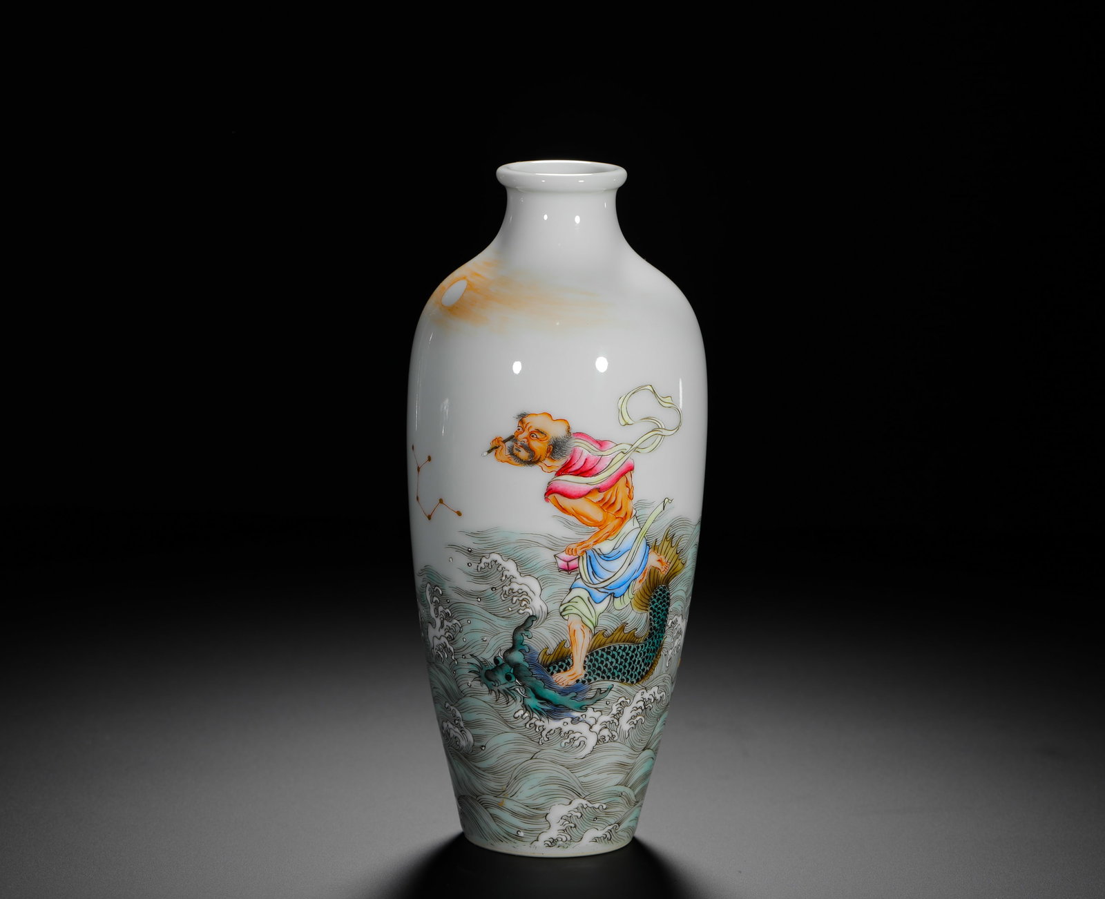 LATE QING/REPUBLIC PERIOD, PASTEL "KUI STAR" RADISH VASE