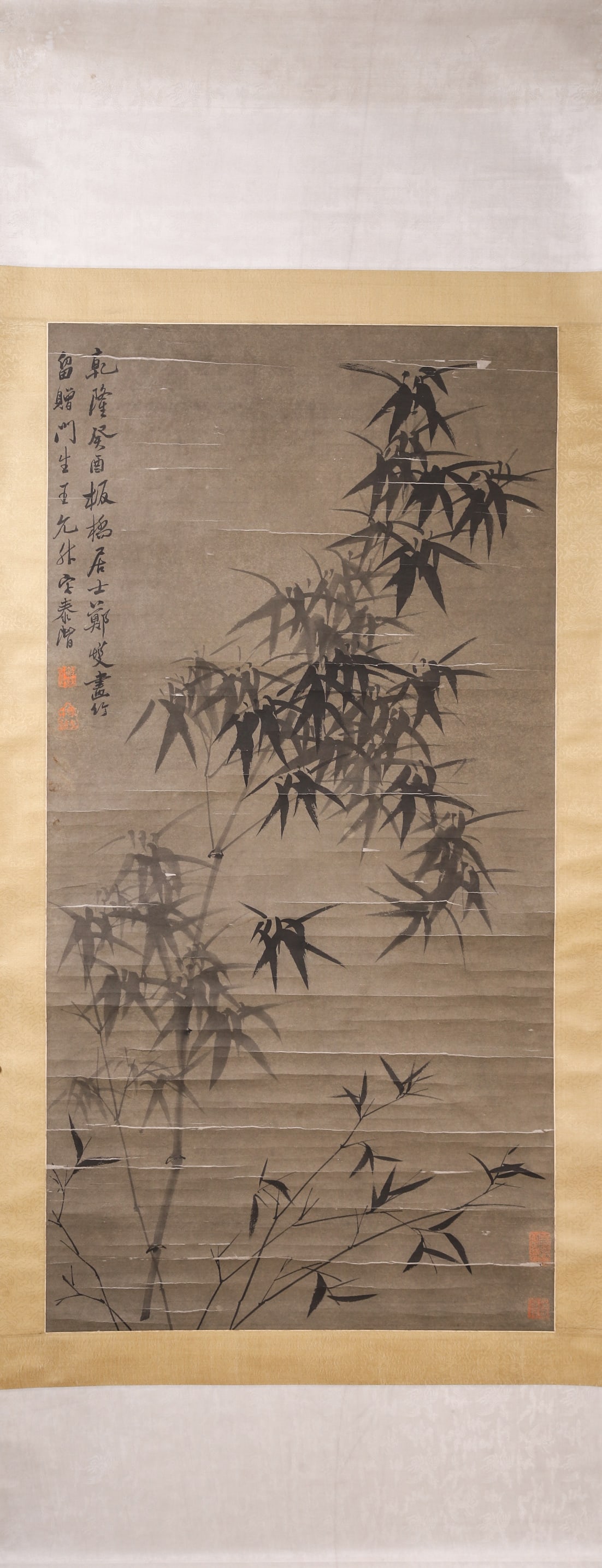 Qing Dynasty, Paper Ink Painting "Bamboo" in the manner of Zheng Xie: Core ; Core. An ink bamboo painting on paper in the manner of Zheng Xie of the Qing Dynasty, depicting bamboo with vigorous and elegant brushwork. It embodies his iconic style and literati integrity.