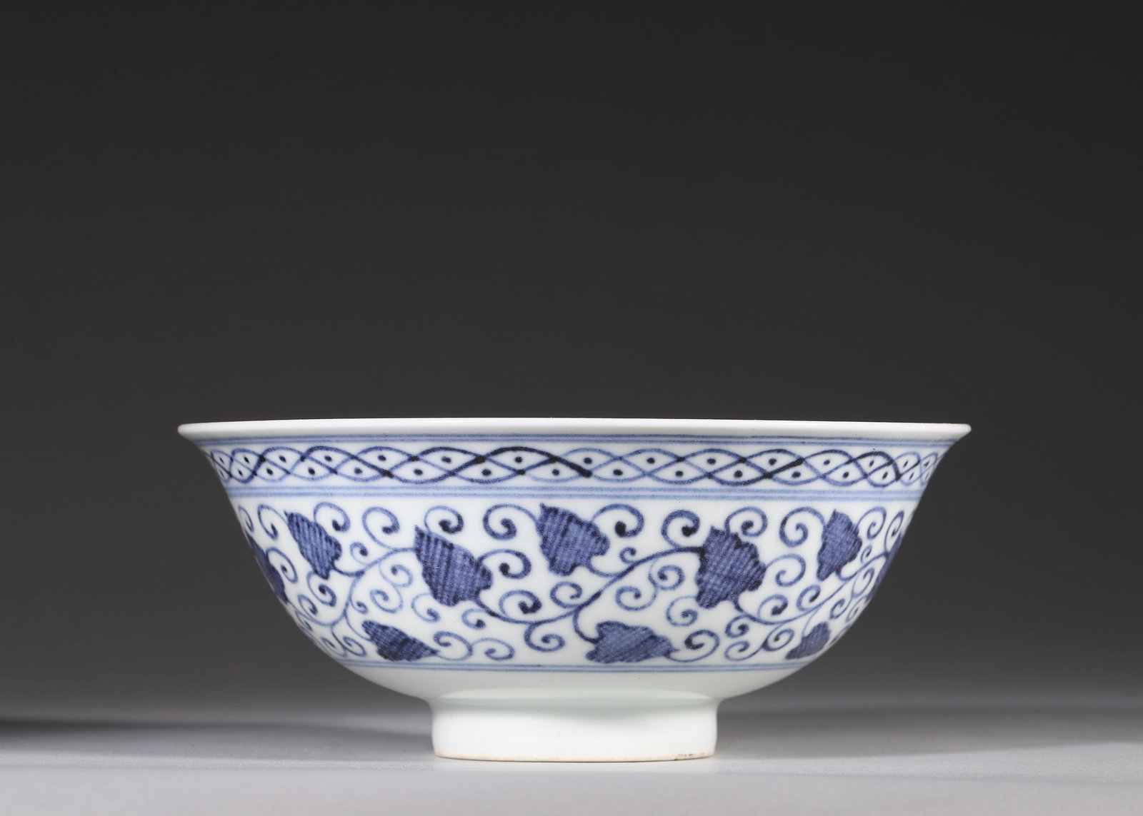 Ming Dynasty, Blue and White Bowl with Scroll Leaves and Lotus Pond Motifs (1 of 7)