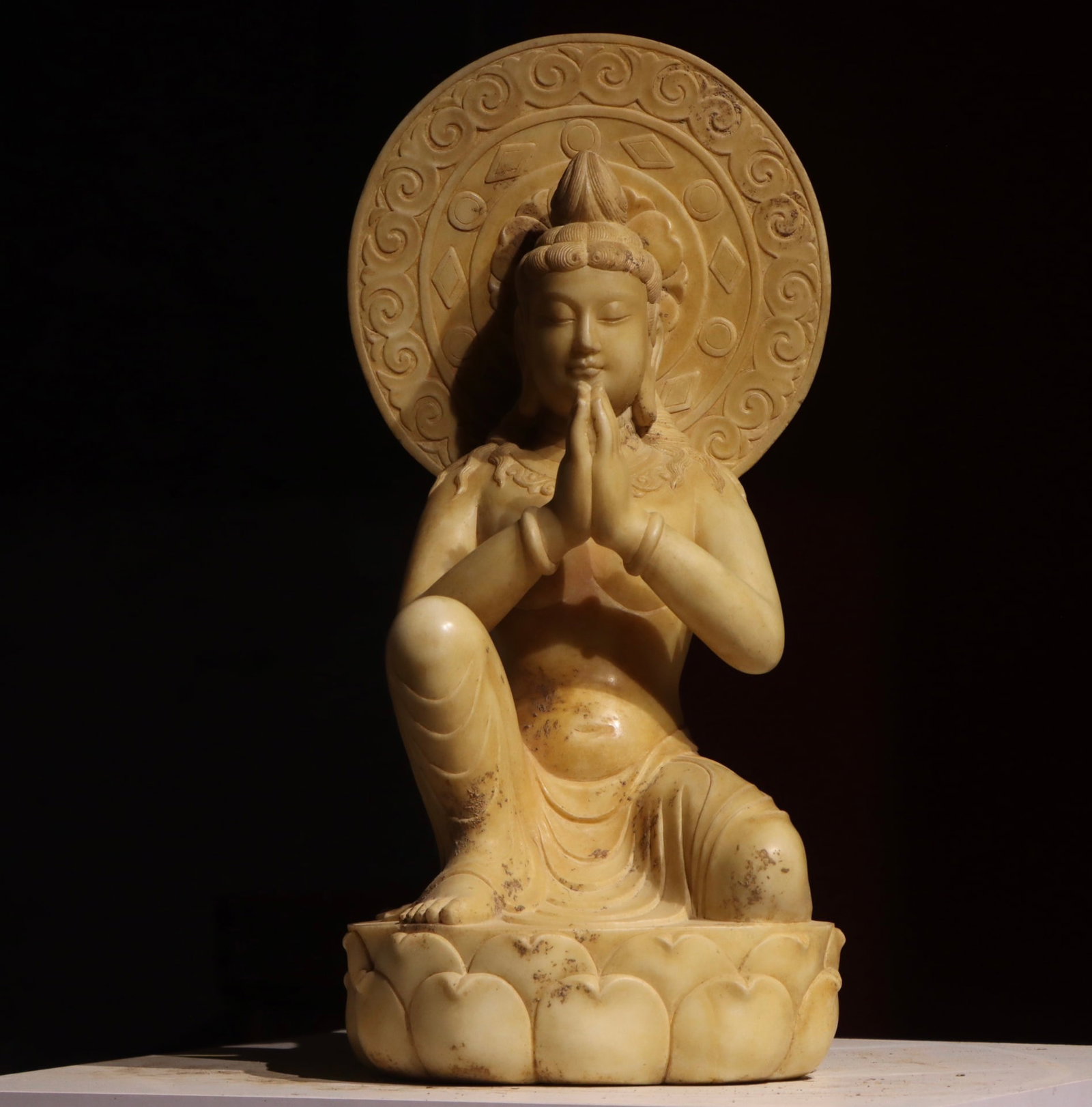 Tang Dynasty, Fine White Marble Figure of a Seated Bodhisattva (1 of 7)