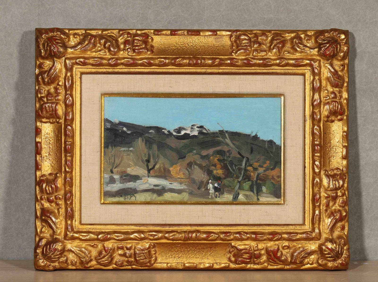 Robert Mendoze (French, 1930-2014), in the manner of, Oil on Canvas: Robert Mendoze (French, 1930-2014), Oil on Canvas, offered in fine condition. Dimensions: Frame Length: 42cm (16.54in), Frame Width: 32cm (12.6in), Image Length: 24cm (9.45in), Image Width: 14cm