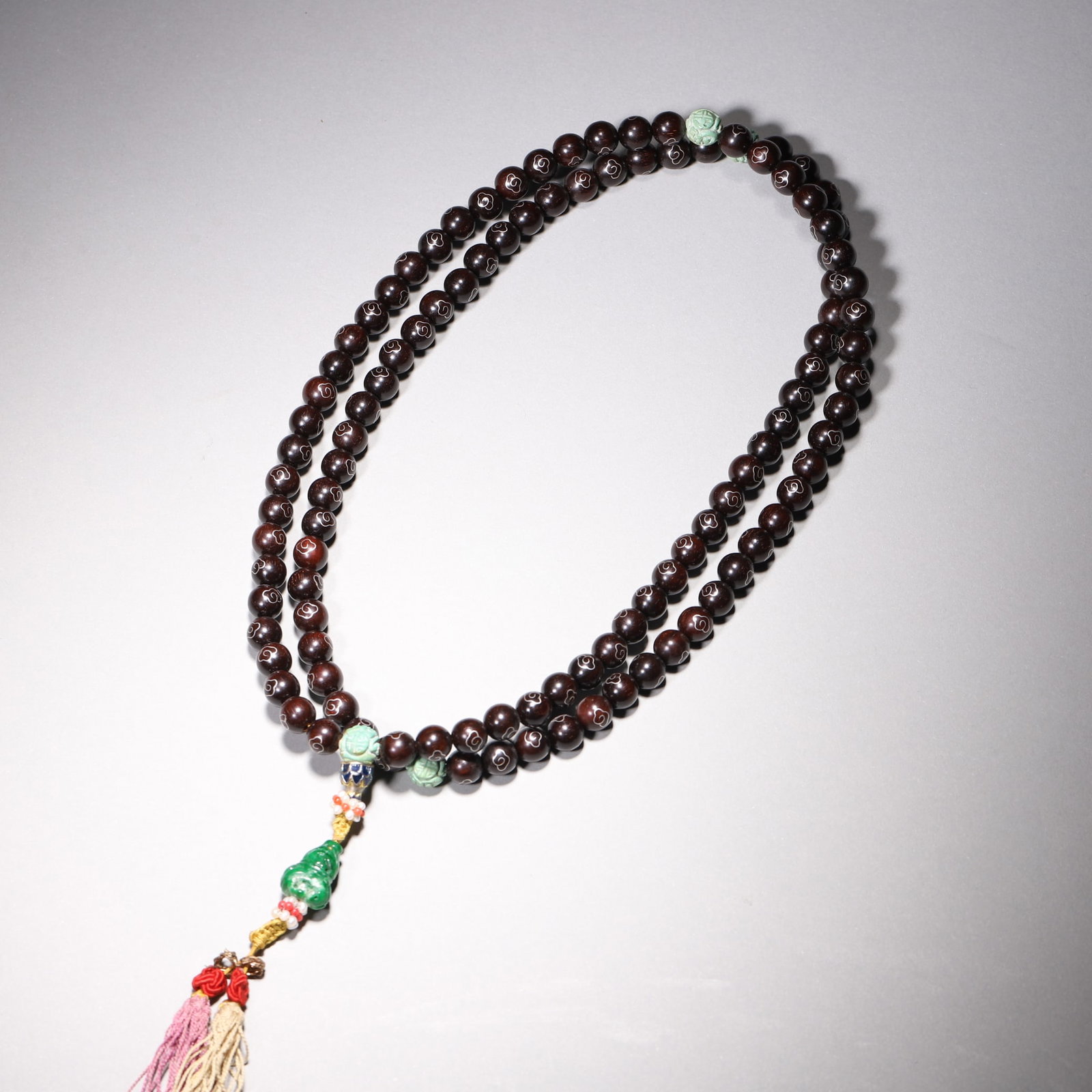 Zitan Wood Prayer Beads with Silver Inlay, Qing Dynasty, 1636-1912 (1 of 5)