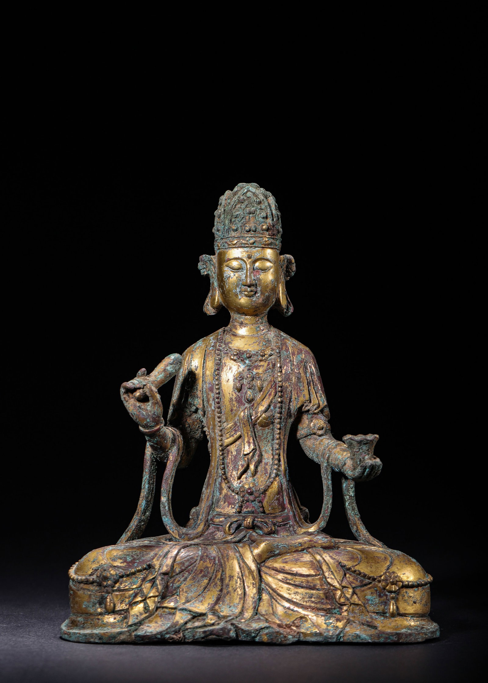 Gilt Bronze Seated Guanyin Holding Sutra Scroll, Wei-Jin Period (220-420 AD) (1 of 9)