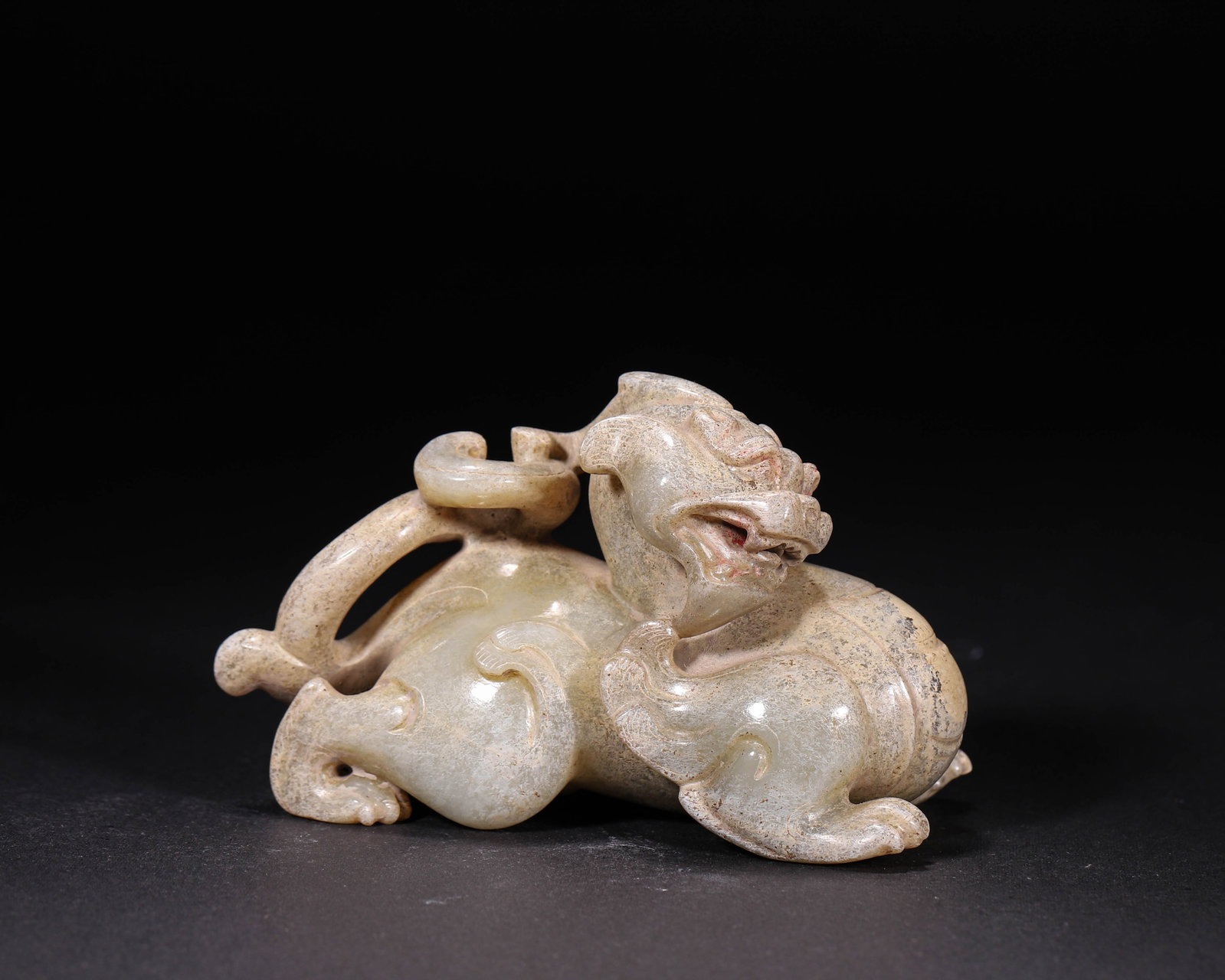 Han Dynasty (202 BC-220 AD), Hetian Jade Auspicious Beast Ornament (1 of 8)