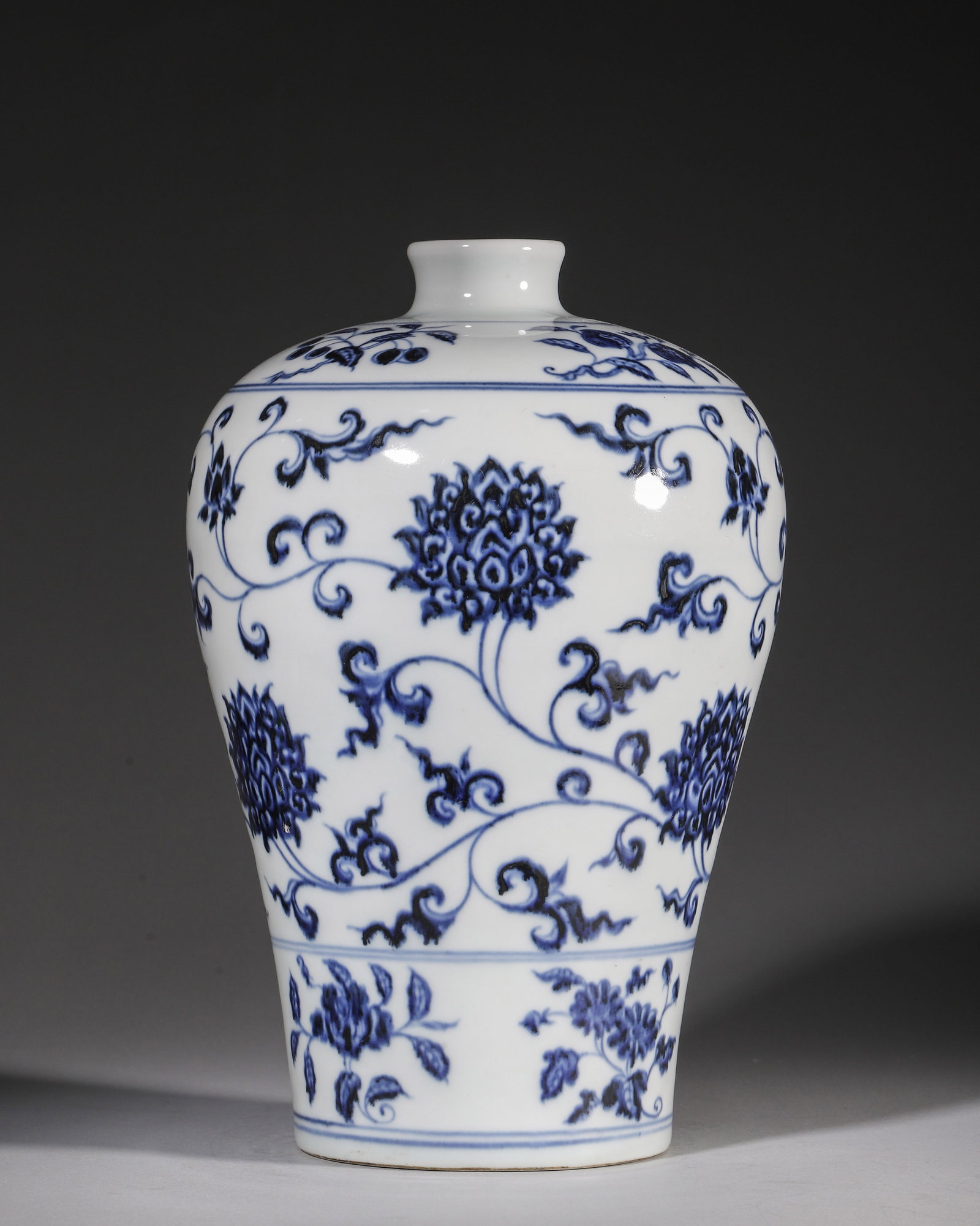 Ming Dynasty, Blue and White Floral Meiping Vase, Yongle Period (1 of 8)