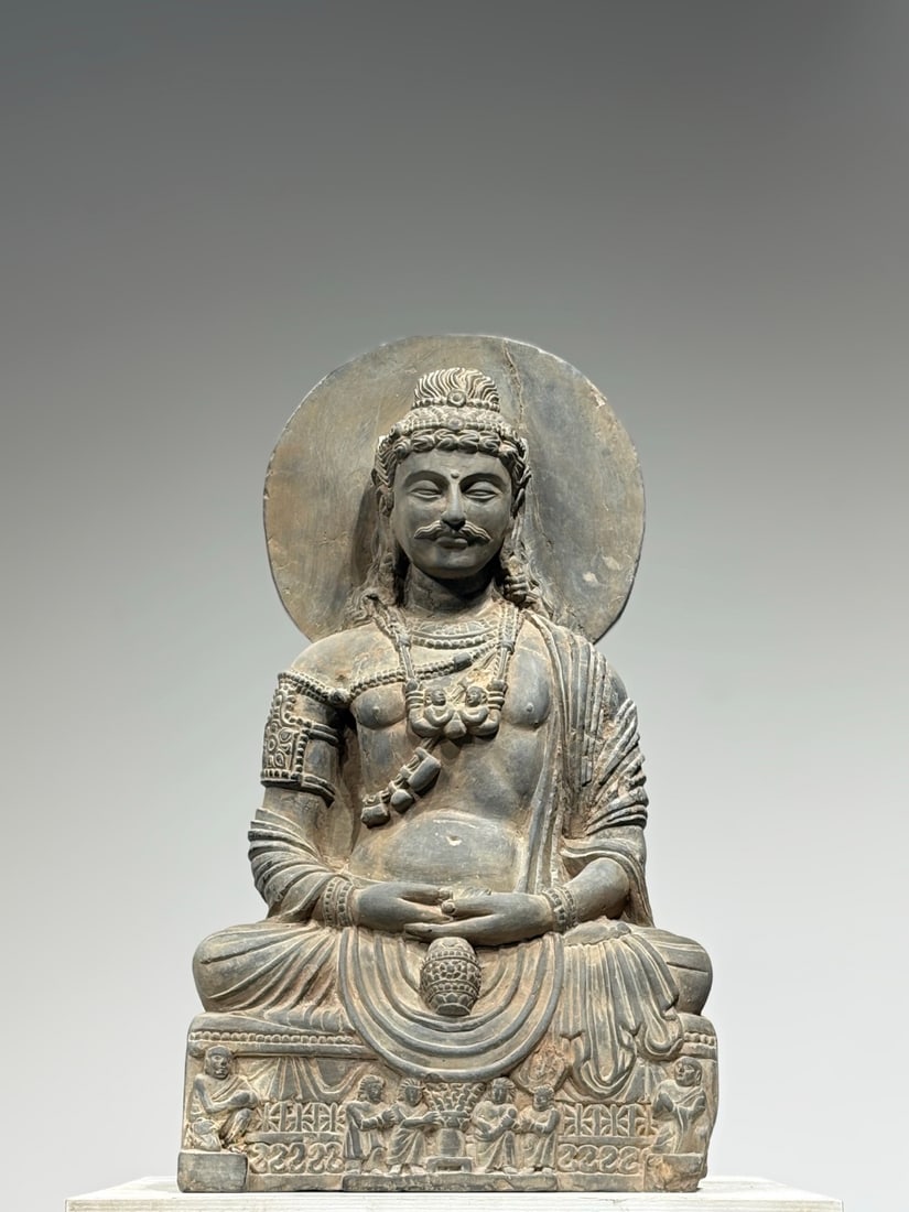 A Gray Schist Seated Maitreya Bodhisattva Statue, Gandhara, 3rd-5th Century (1 of 8)