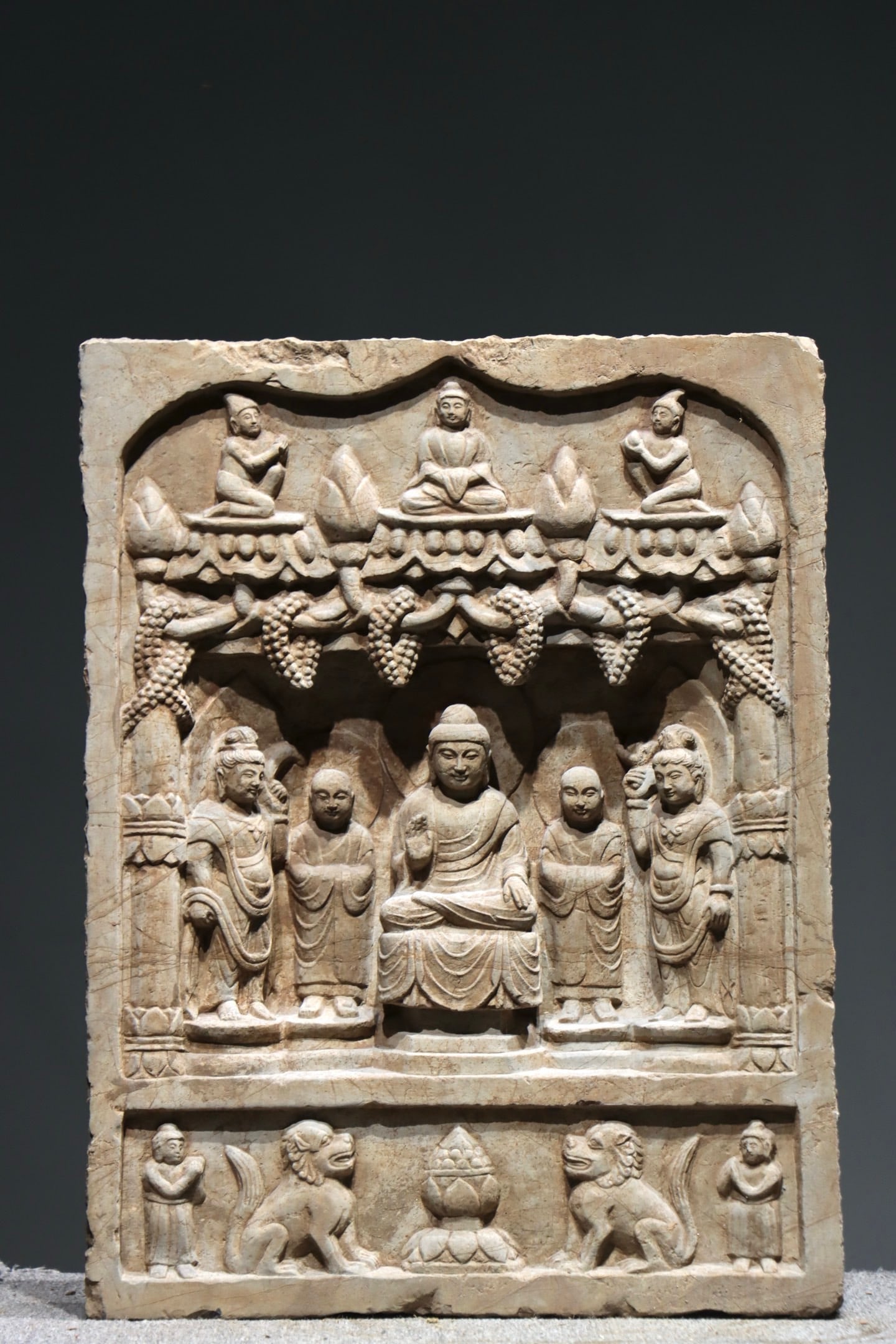 Tang Dynasty, Fine White Marble Buddhist Stele with Niche Carvings (1 of 9)