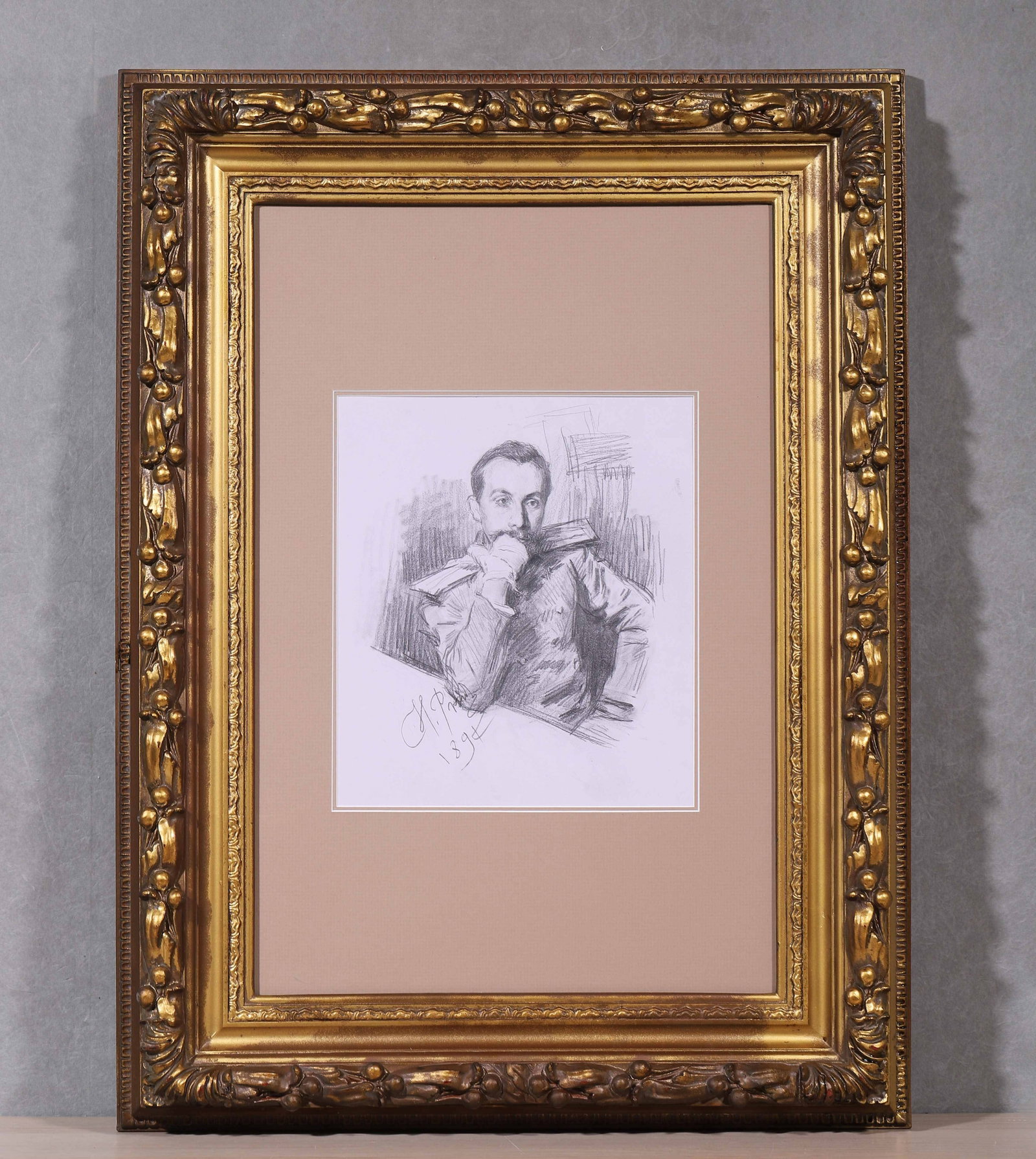 Ilya Repin (Russian, 1844-1930), in the manner of, Pencil/Charcoal on Paper: Dimensions: Frame Width: 66cm (25.98in), Frame Height: 51cm (20.08in), Image Width: 27.5cm (10.83in), Image Height: 24cm (9.45in) Item description The East is Red Auctions