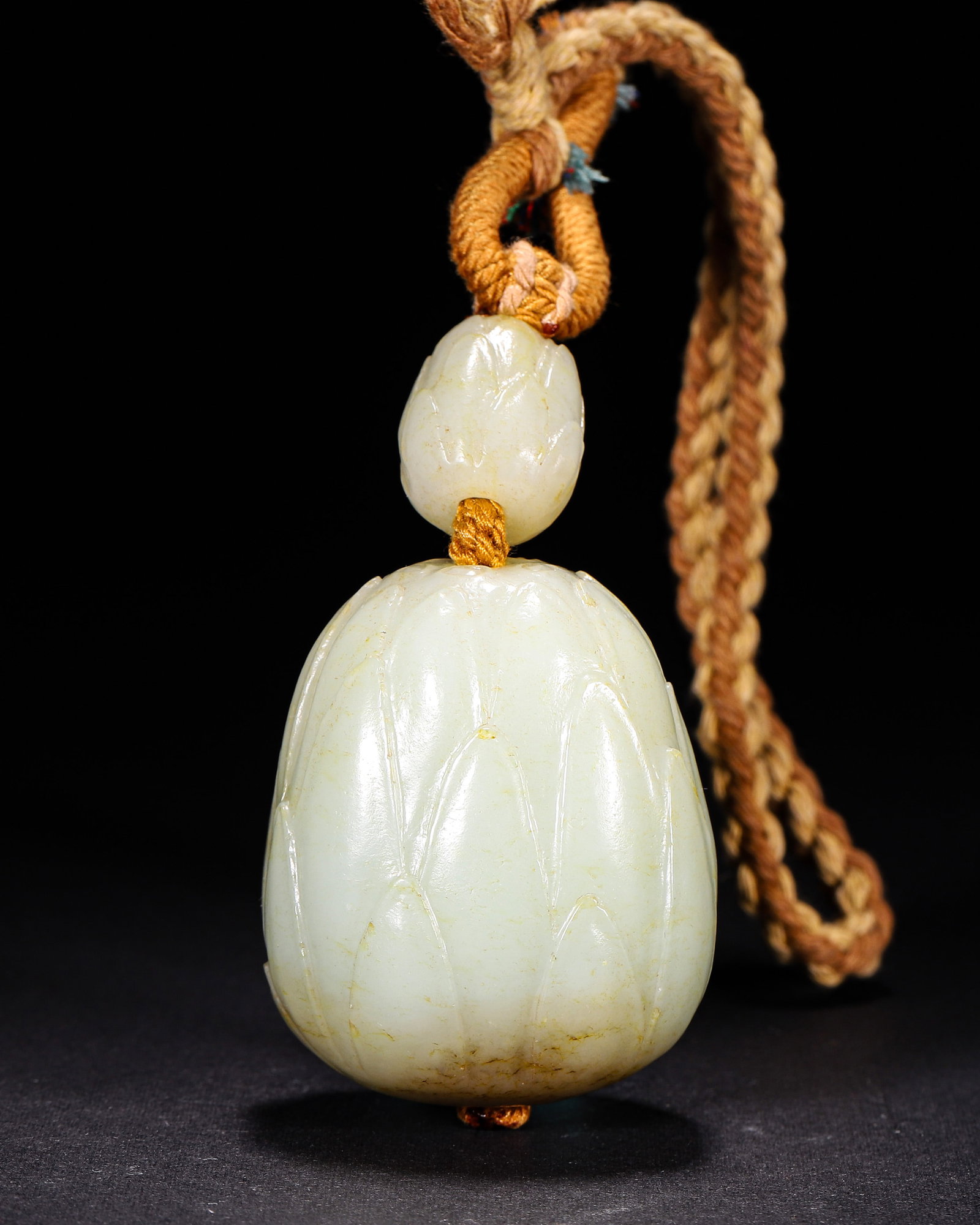 Qing Dynasty, Hetian White Jade Lotus-Bud Pendant (1 of 9)