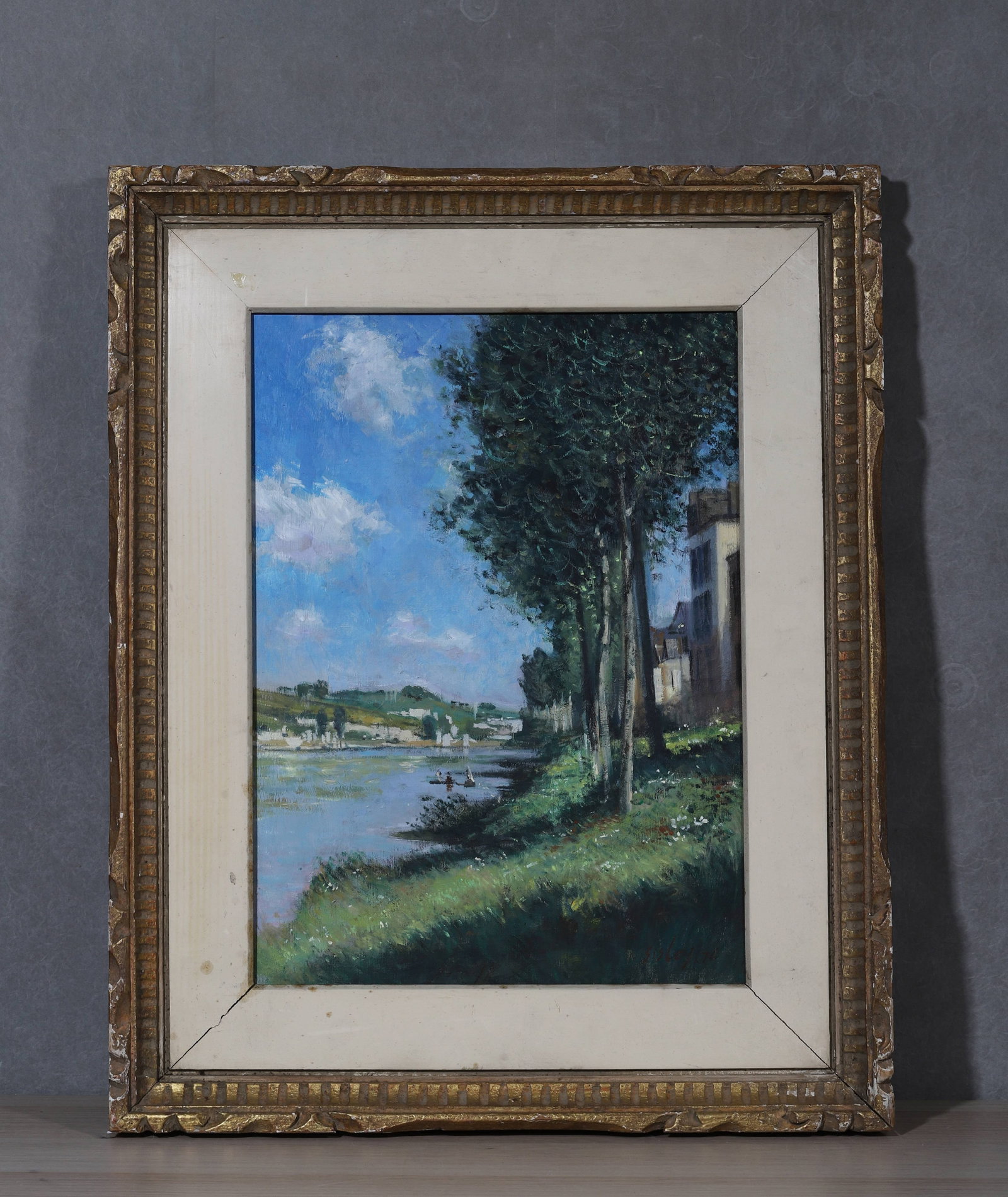 Alfred Sisley (1839-1899), in the manner of, Oil on Canvas: The work retains original canvas and period frame with natural signs of age. The painting surface is clean and stable, without visible tear, hole, heavy craquelure or restoration. The overall preserva