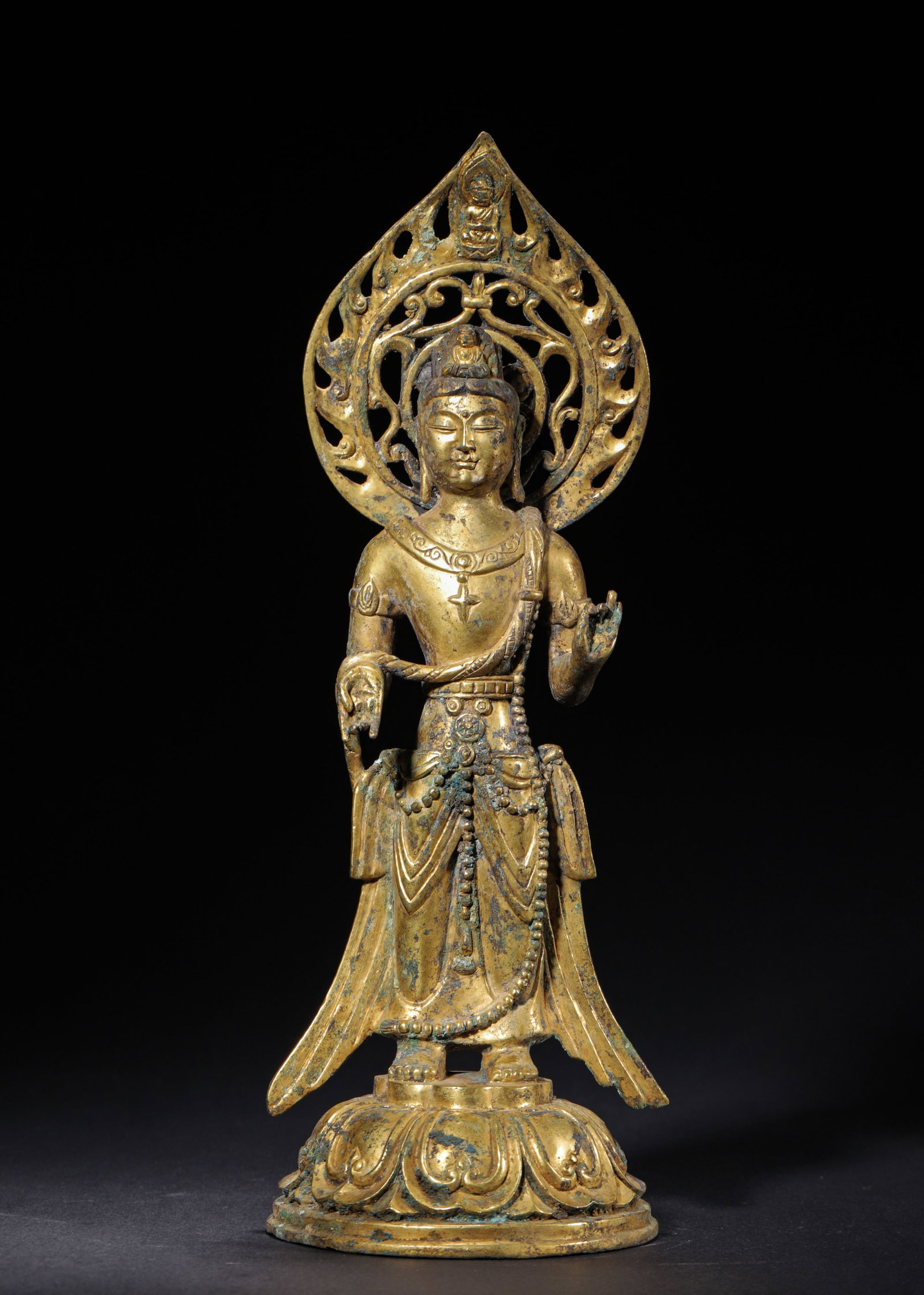 Gilt Bronze Standing Guanyin Bodhisattva, Wei-Jin Period (220-420 AD) (1 of 11)