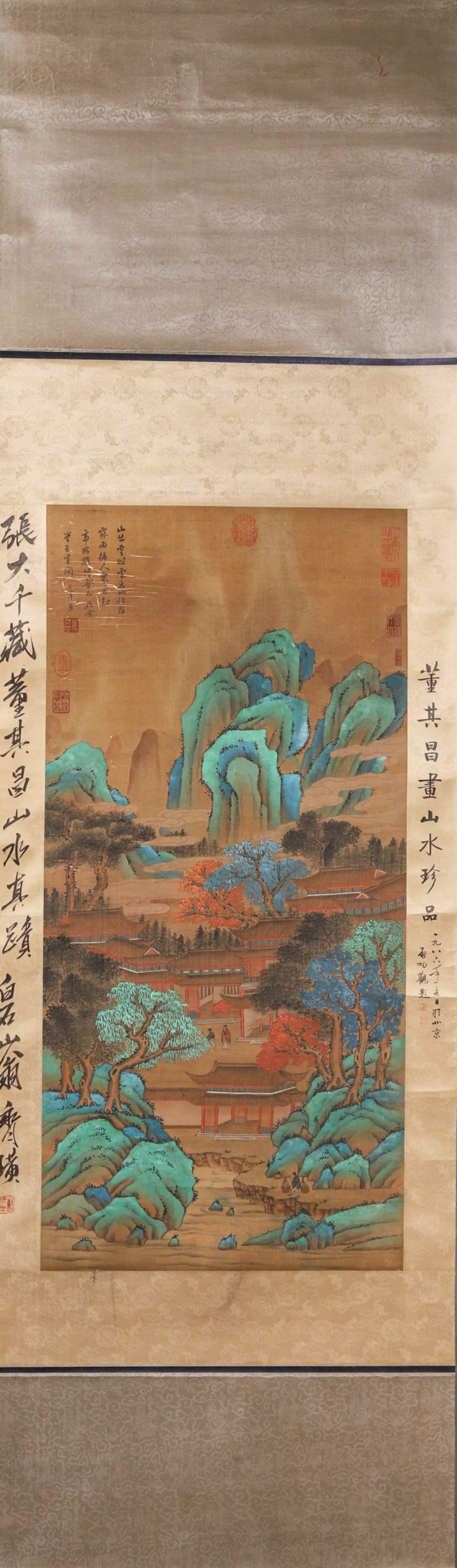 Ming Dynasty, Silk Color Landscape Painting in the manner of Dong Qichang (1 of 9)