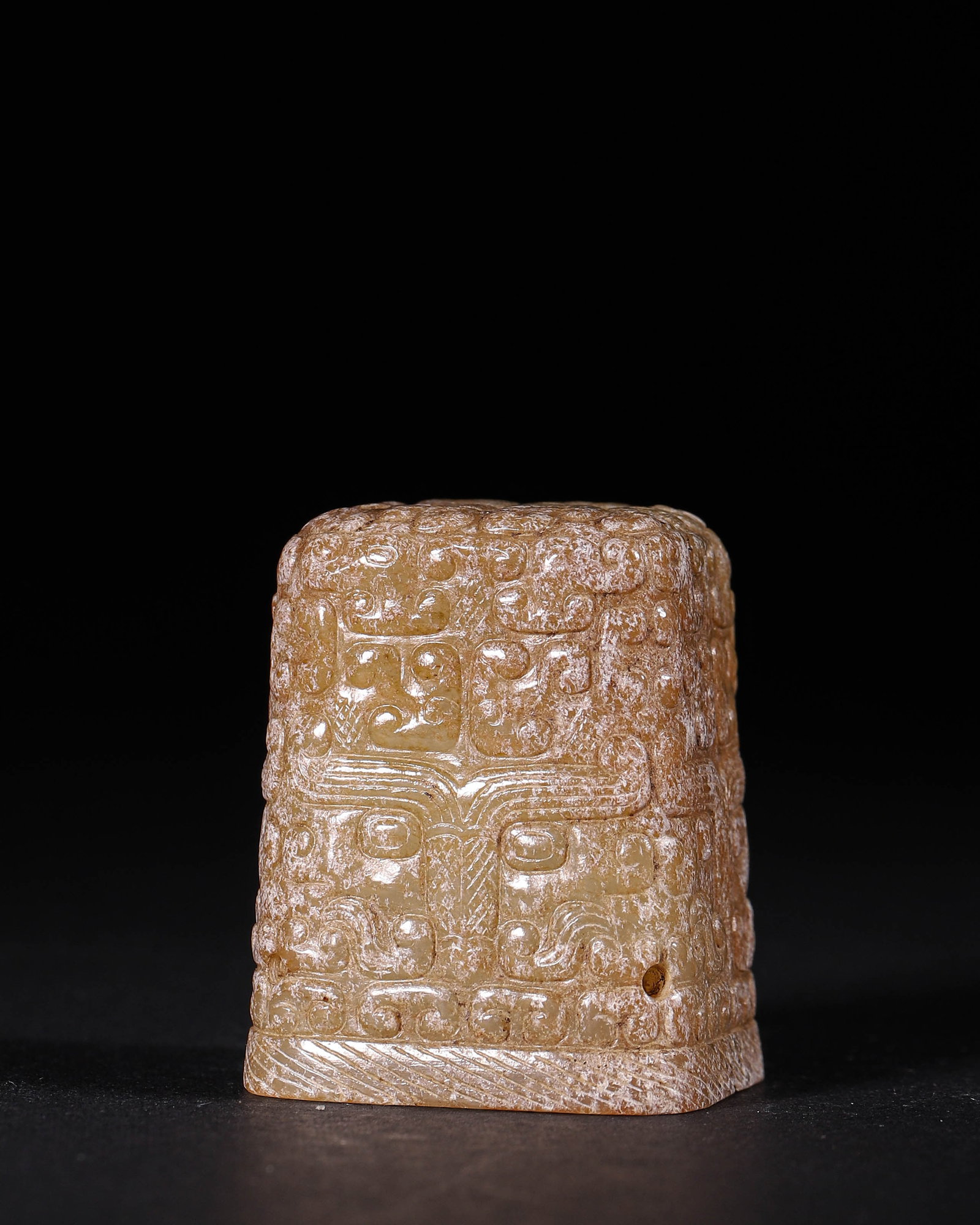 Hetian Jade Square Tube with Beast-Face Motifs, Spring and Autumn Period (770-476 BC) (1 of 6)