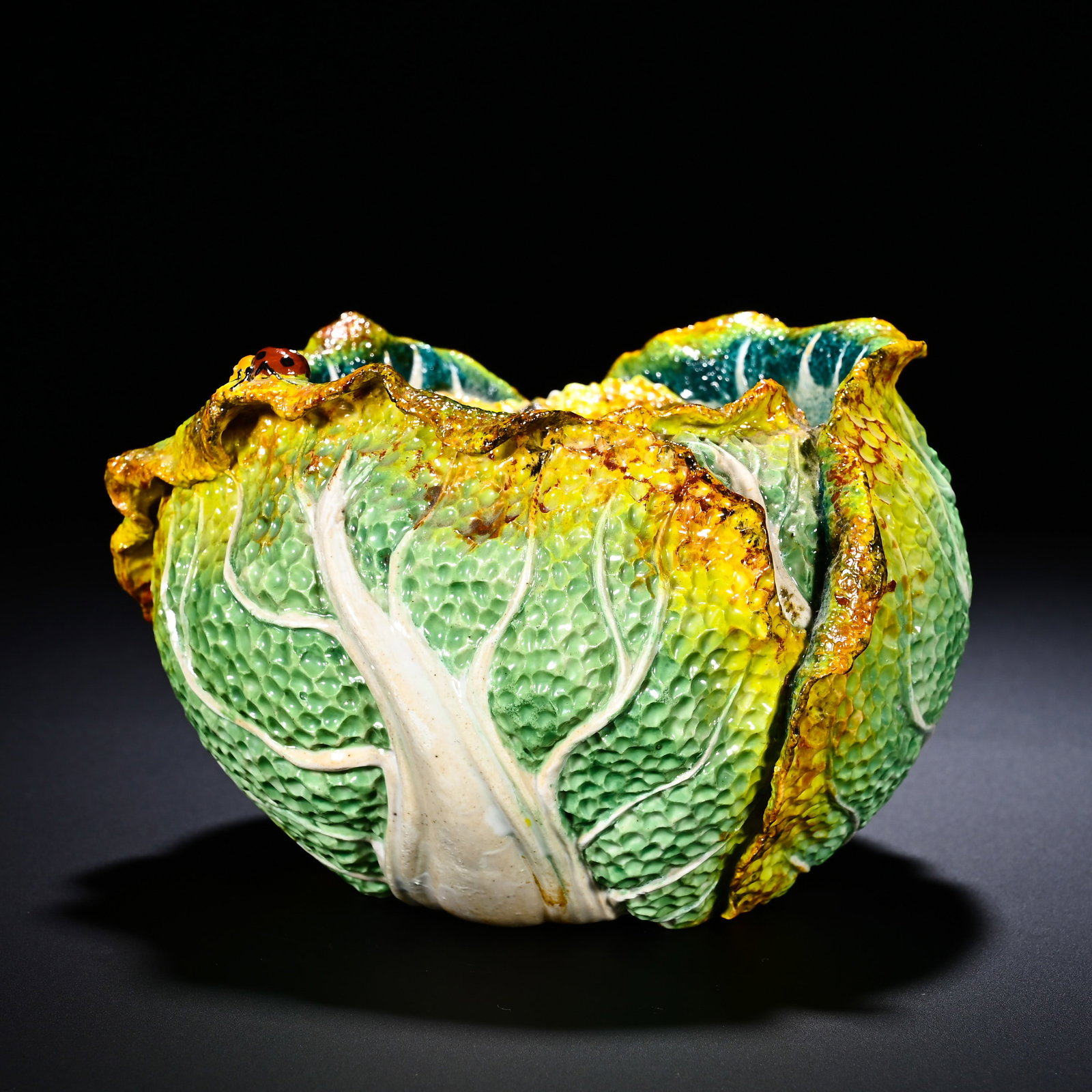 Qing Dynasty, Imitation Porcelain Sculpture of Cabbage (Hundred Treasures) Ornament (1 of 7)