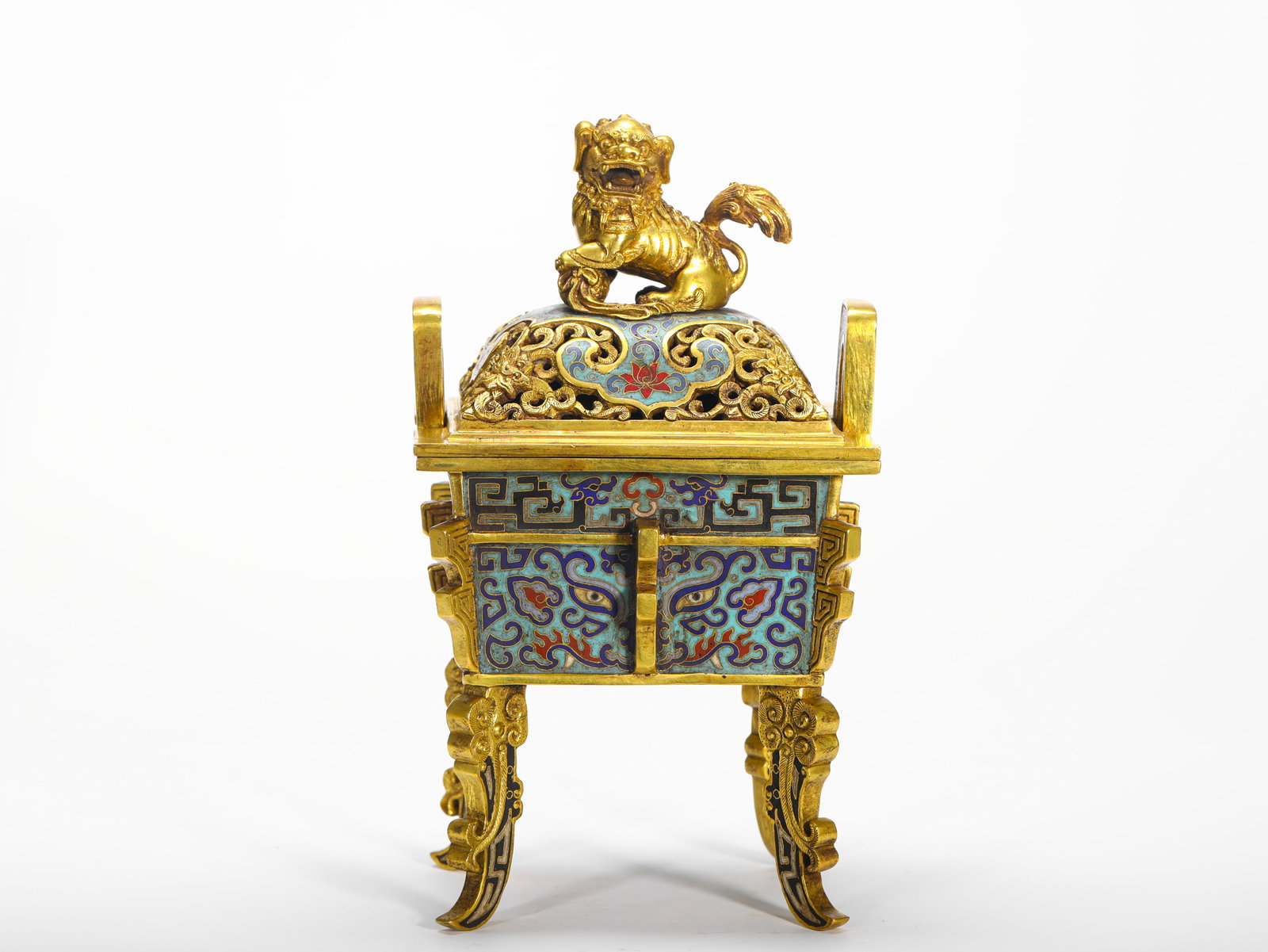 Qing Dynasty, Qianlong Bronze Cloisonne Enamel Cauldron (1 of 11)