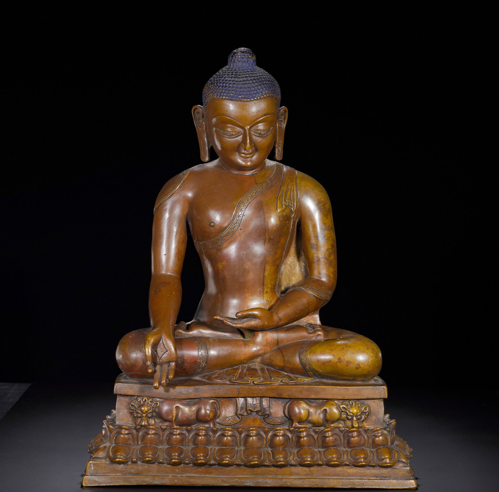 Qing Dynasty, Red Bronze Statue of Sakyamuni Attaining Enlightenment (1 of 13)
