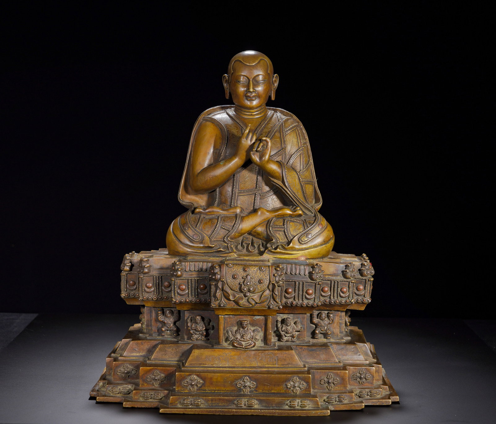 Qing Dynasty, Bronze Sitting Image of a Master Preaching (1 of 15)