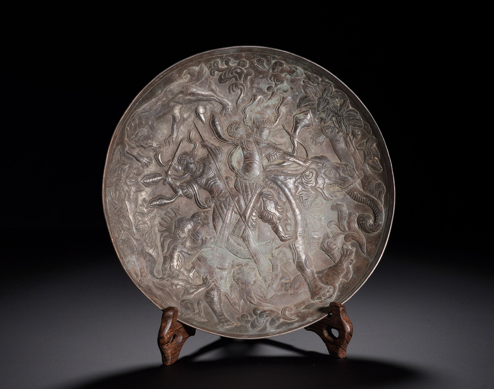 Tang Dynasty, Silver Plate of War Figures (1 of 12)
