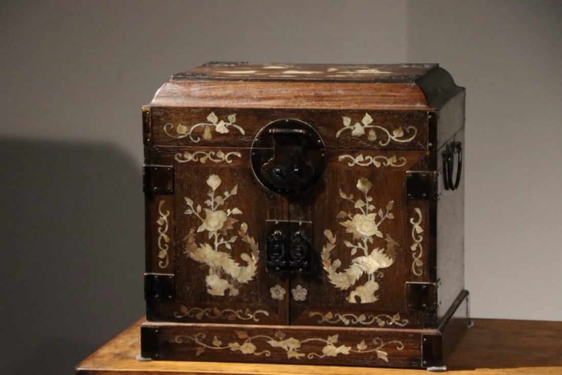 Qing Dynasty, Huanghuali Official Leather Chest (1 of 9)