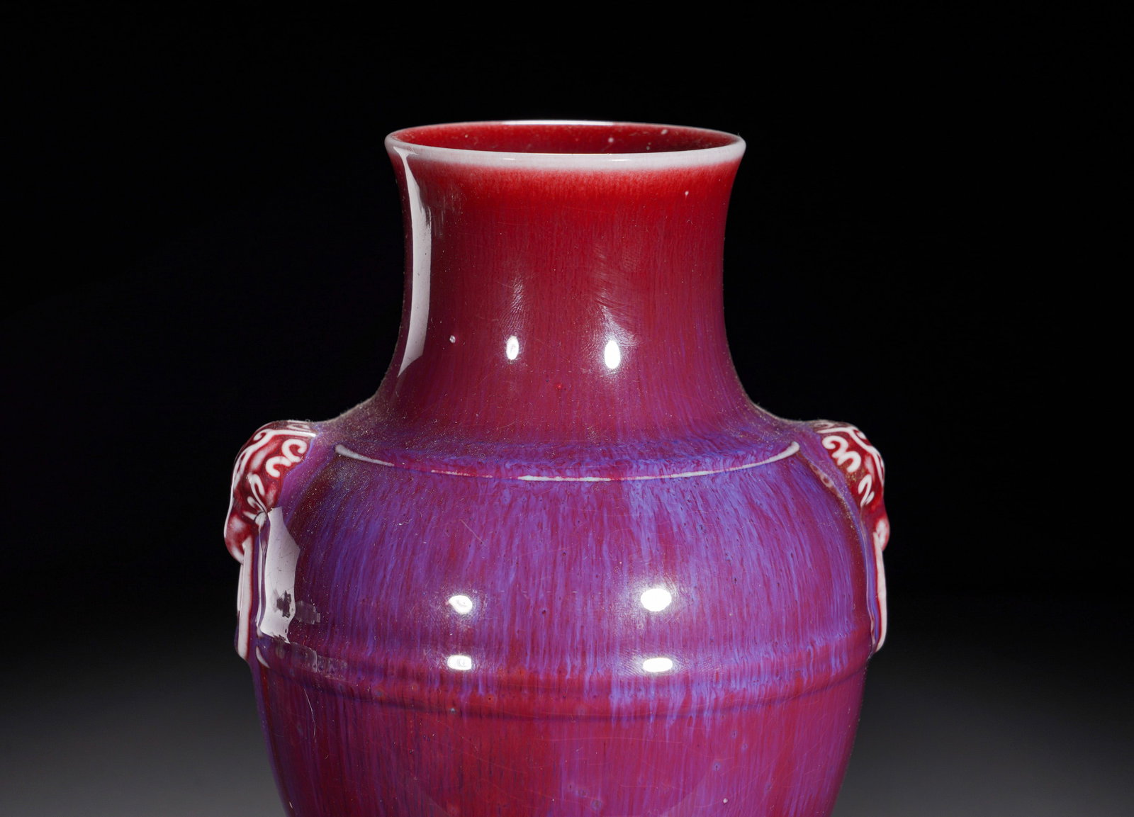Qing Dynasty, Glazed Beast Ear String Pattern Vase - 2