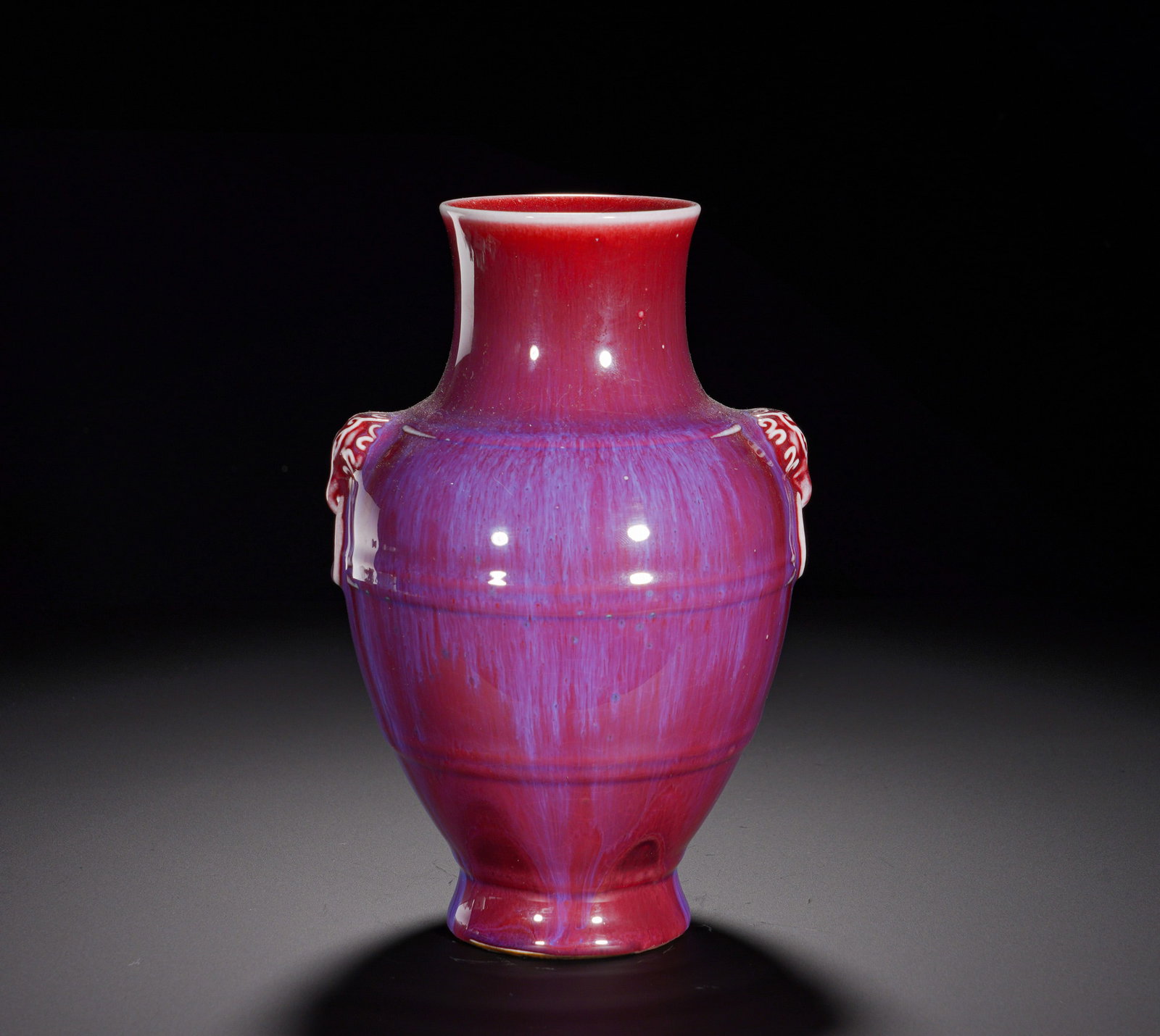 Qing Dynasty, Glazed Beast Ear String Pattern Vase - 6