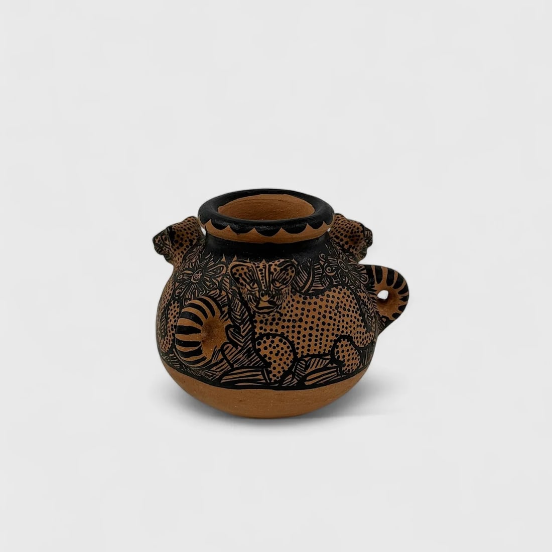 "Jaguar Spirit Pot" Natural Clay Pot (1 of 1)