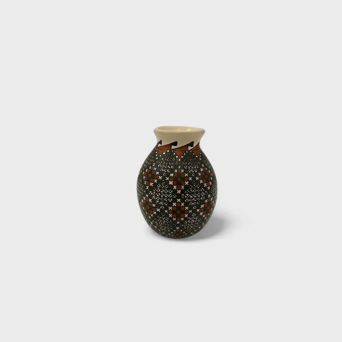 "Pixel Diamond Vase" Hand-coiled Clay Vase (2) (1 of 1)