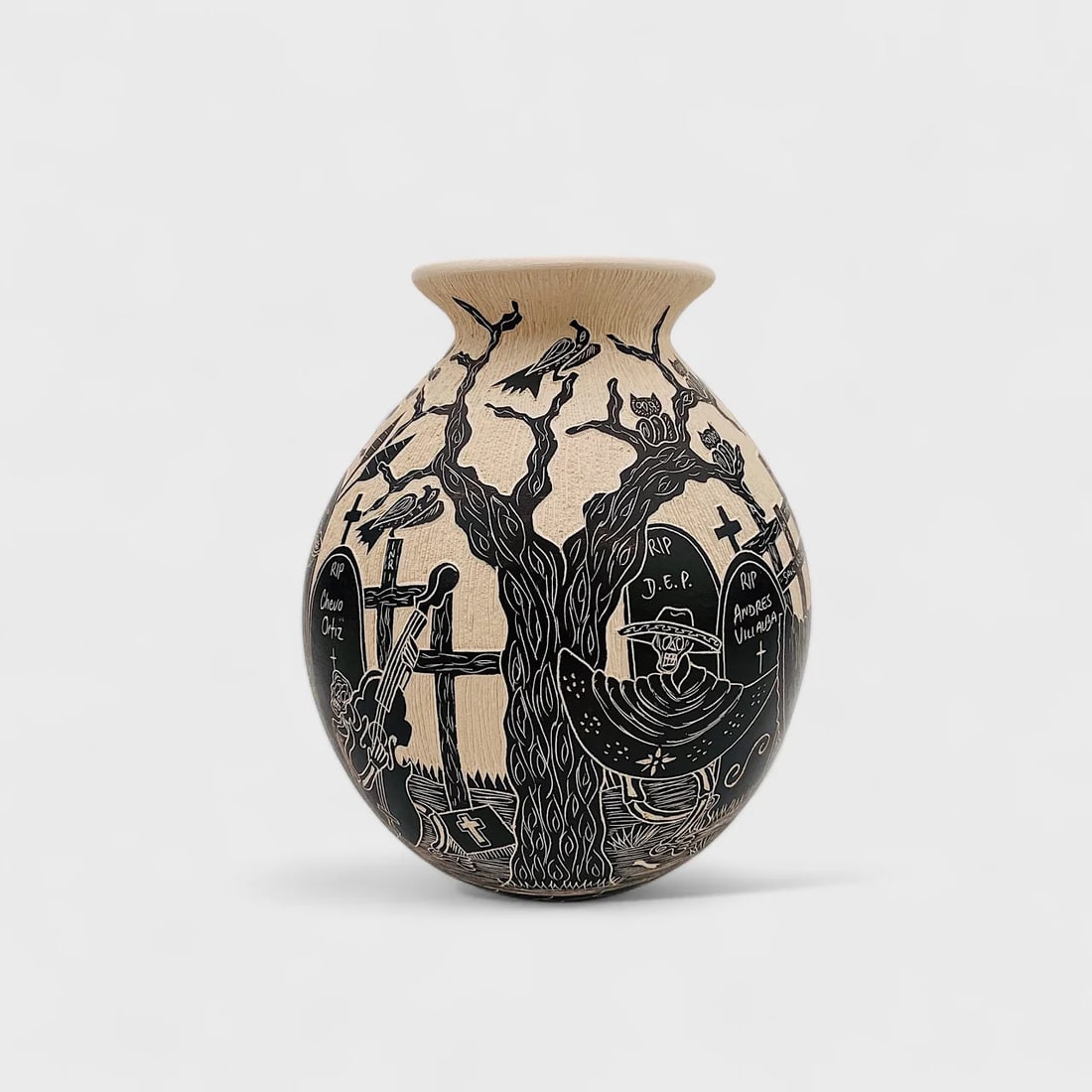 "Skeleton Vigil" Hand-formed Cermaic Vase (1 of 2)