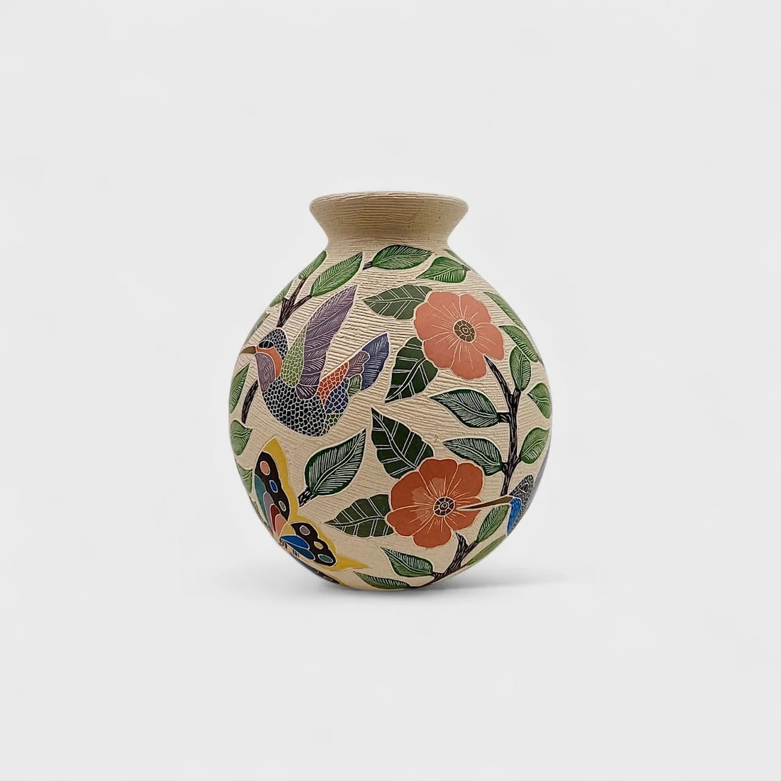 "Flight in Harmony" Hand-coiled Clay Vase (1 of 3)
