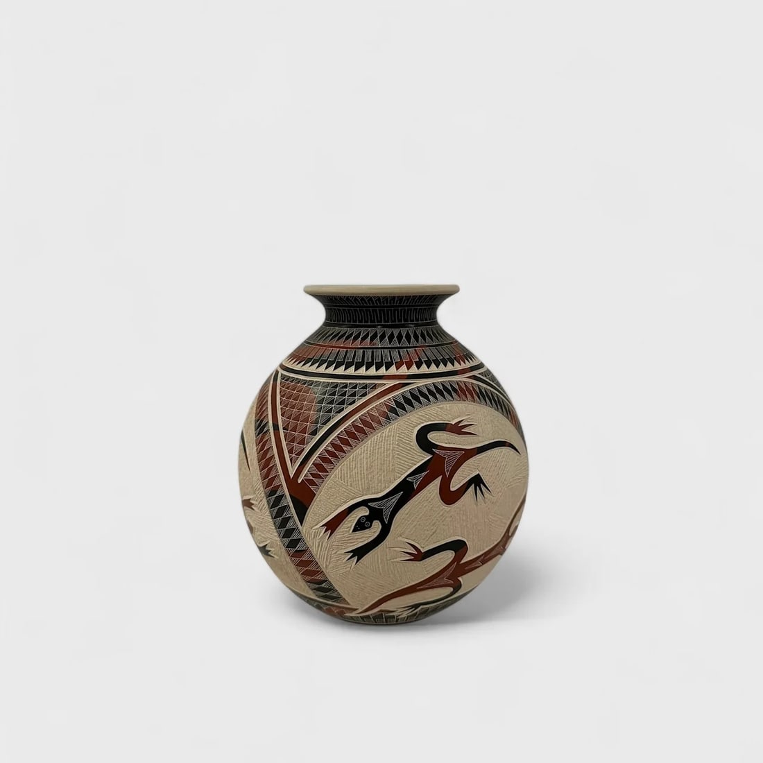 "Dance of the Lizards" Hand-coiled Clay Vase (1 of 2)