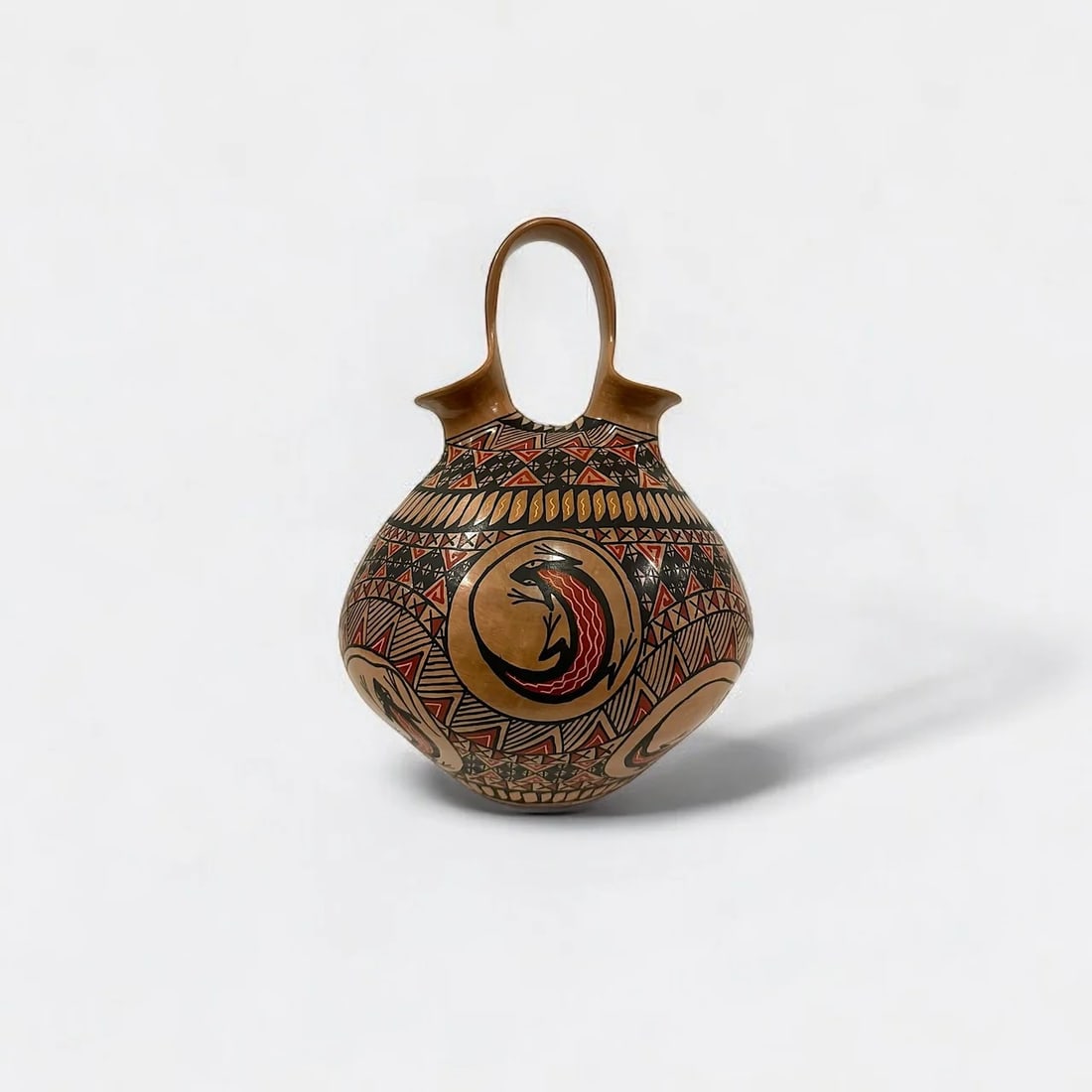 "Twin-Spout Lizard Vessel" Hand-coiled Ceramic Vase (1 of 2)
