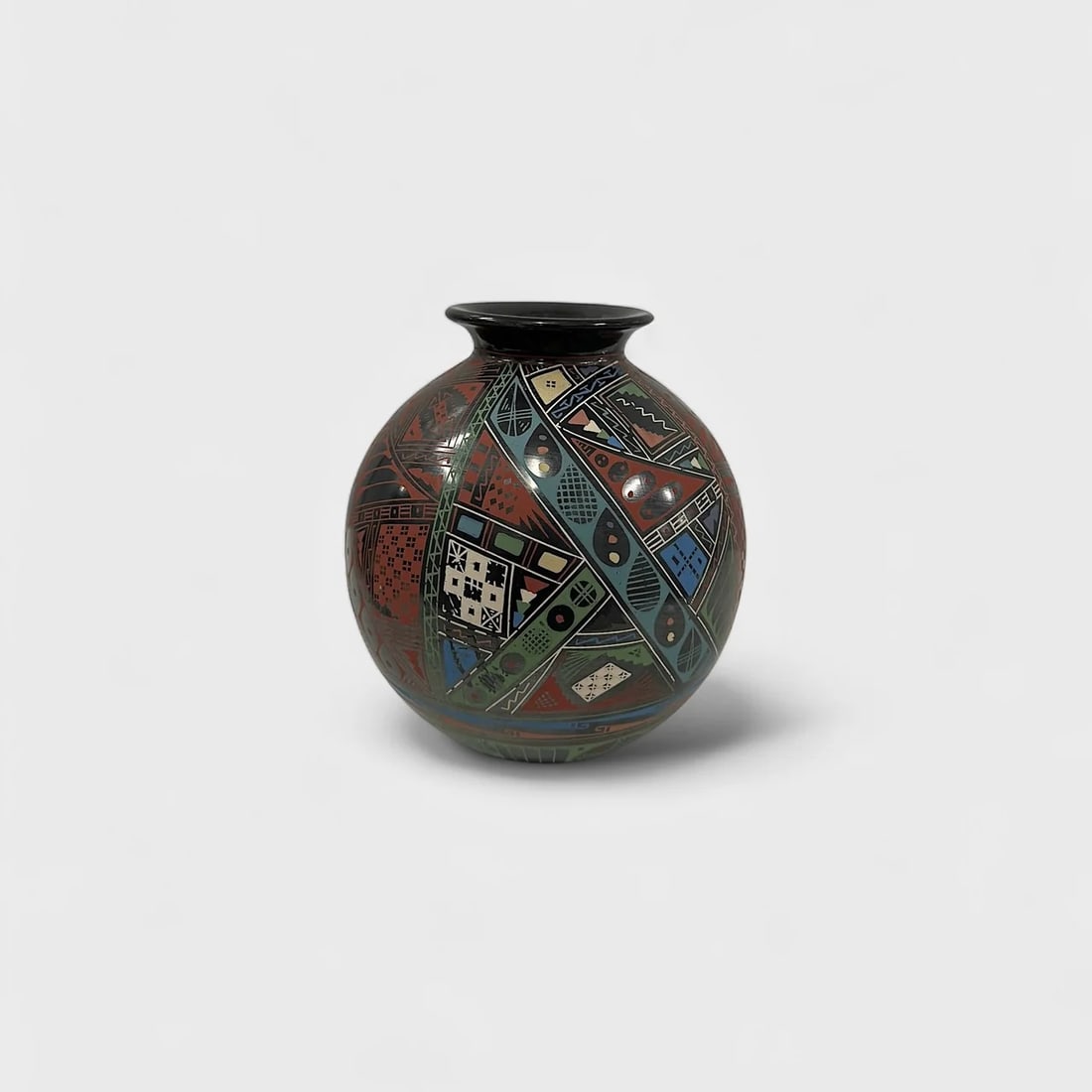 "Prism Map Vessel" Hand-coiled Ceramic Vase (1 of 1)